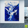 Origins 140cm x 100cm White Blue Textured Abstract Painting (SOLD)-Abstract-Franko-[huge]-[Australian]-[best Selling]-Franklin Art Studio