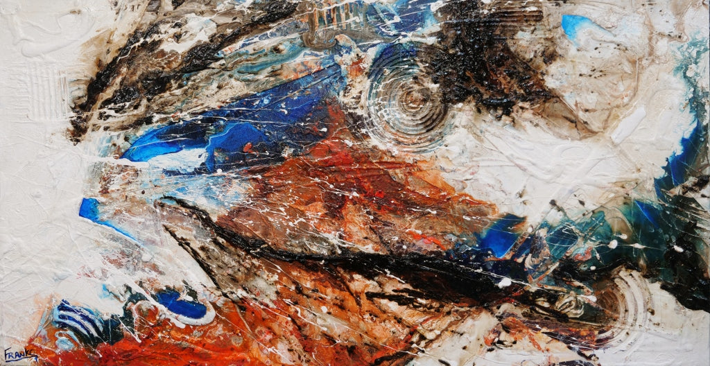 Outback Oasis 190cm x 100cm White Orange Blue Textured Abstract Painting (SOLD)-Abstract-Franko-[Franko]-[Australia_Art]-[Art_Lovers_Australia]-Franklin Art Studio