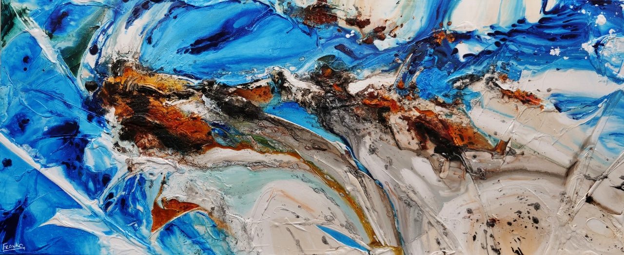 Outback Resonance 240cm x 100cm Blue Cream Textured Abstract Painting-Abstract-Franko-[Franko]-[Australia_Art]-[Art_Lovers_Australia]-Franklin Art Studio