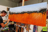 Outback Scape 160cm x 60cm Blue Orange Abstract Painting (SOLD)-Abstract-Franko-[franko_artist]-[Art]-[interior_design]-Franklin Art Studio