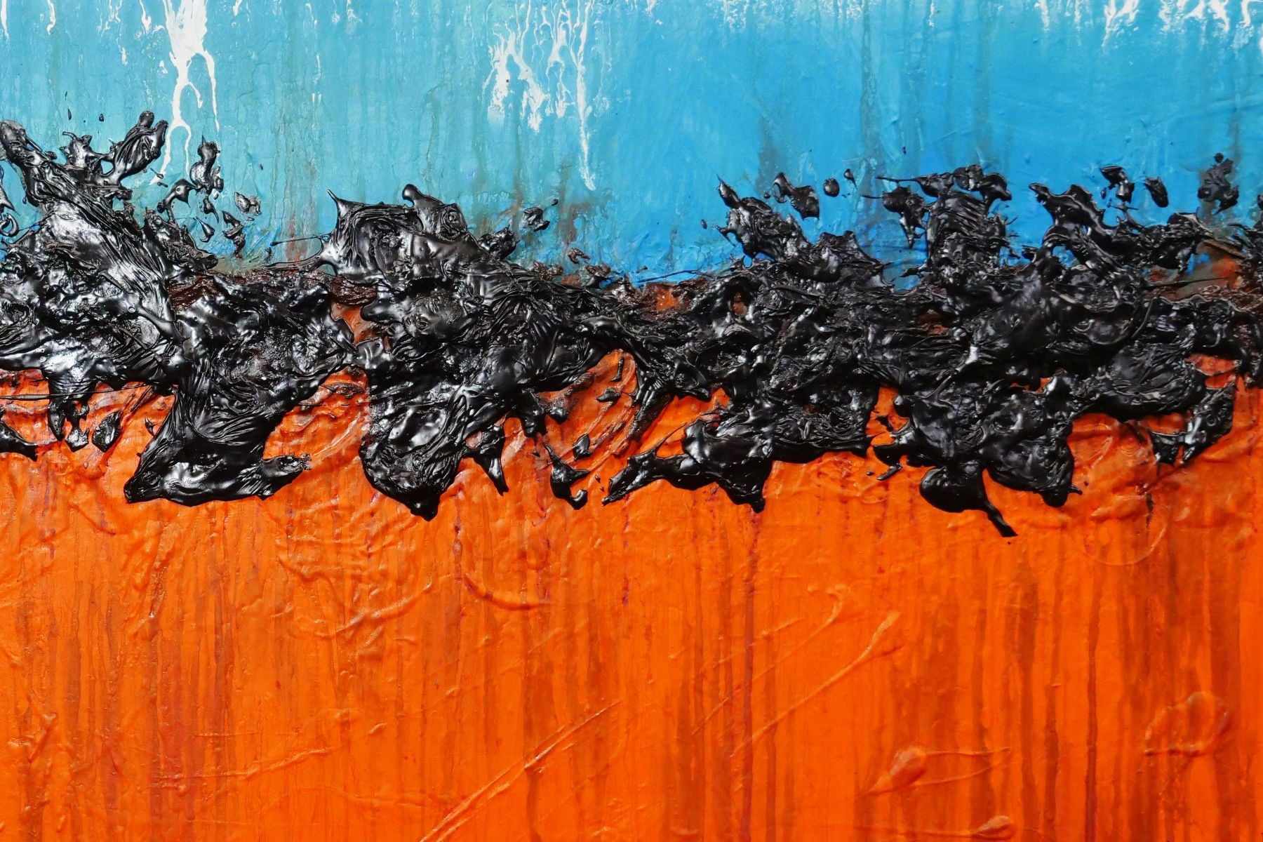 Outback Tango 140cm x 100cm Blue Orange Textured Abstract Painting (SOLD)