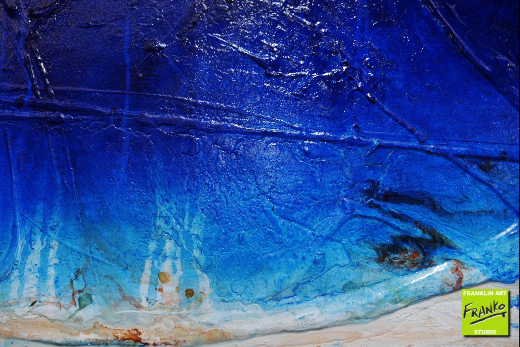 Outback Utopia 240cm x 100cm Blue Brown Textured Abstract Painting (SOLD)