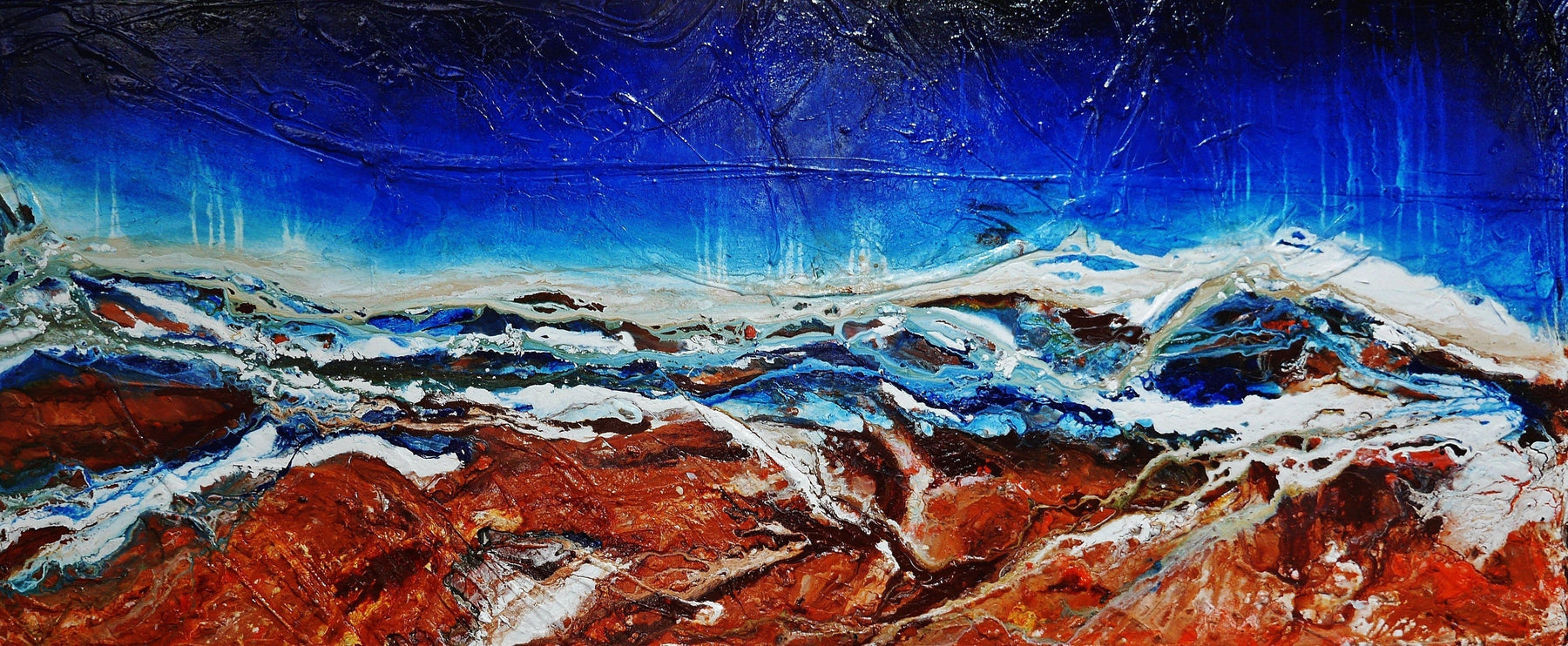 Outback Utopia 240cm x 100cm Blue Brown Textured Abstract Painting (SOLD)-Abstract-Franko-[Franko]-[Australia_Art]-[Art_Lovers_Australia]-Franklin Art Studio