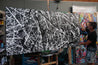 Overload 240cm x 120cm White Black Textured Abstract Painting (SOLD)-Abstract-[Franko Artist]-[Gold Coast]-[Brisbane]-[Huge]-Franklin Art Studio