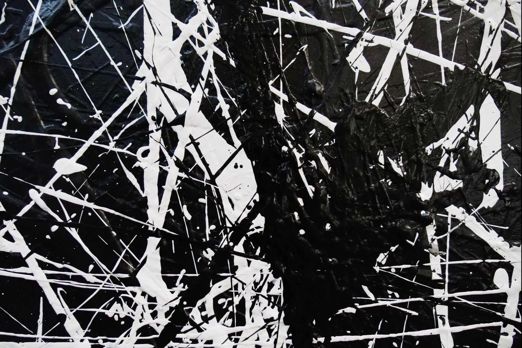 Overload 240cm x 120cm White Black Textured Abstract Painting (SOLD)