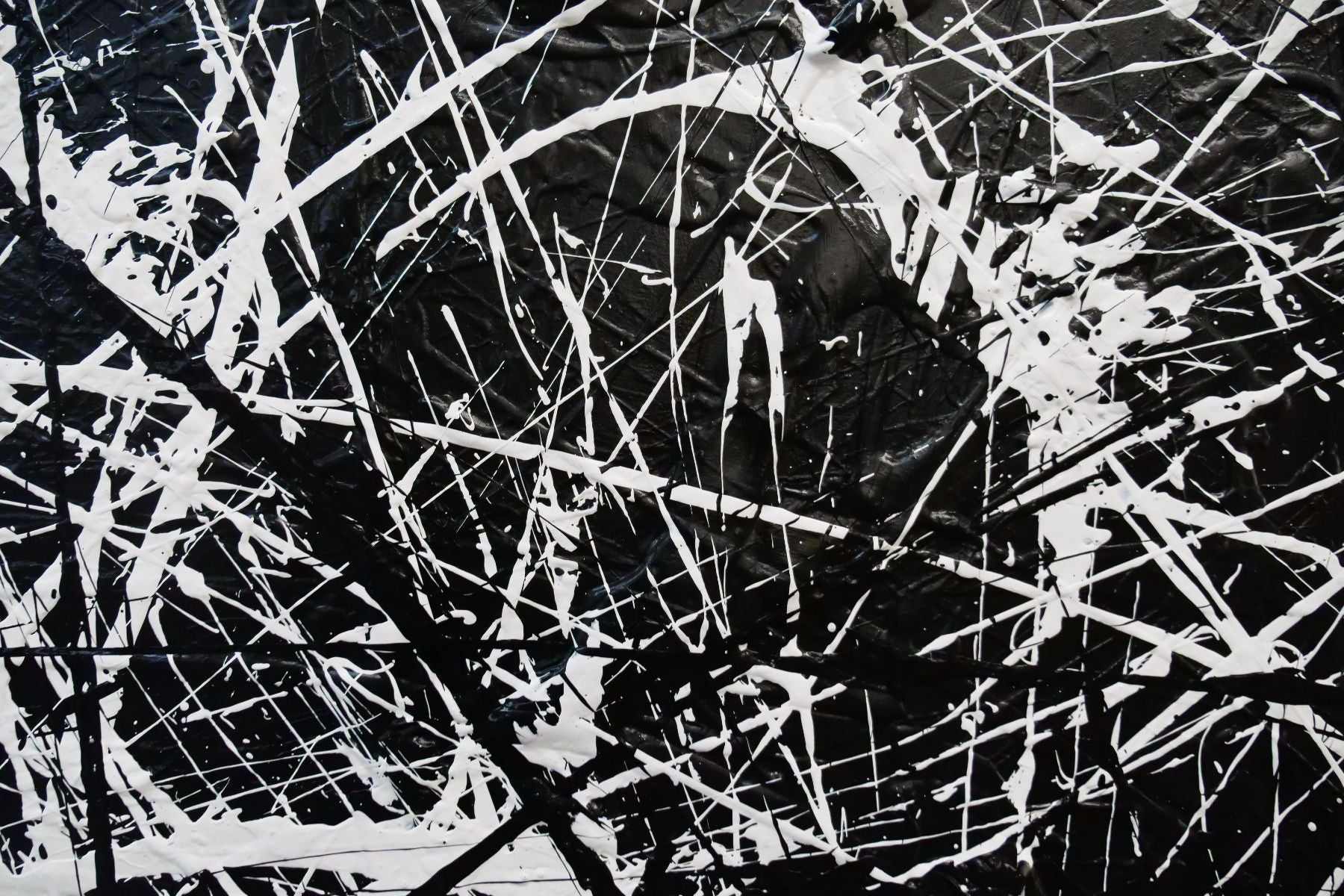 Overload 240cm x 120cm White Black Textured Abstract Painting (SOLD)-Abstract-[Franko]-[Artist]-[Australia]-[Painting]-Franklin Art Studio
