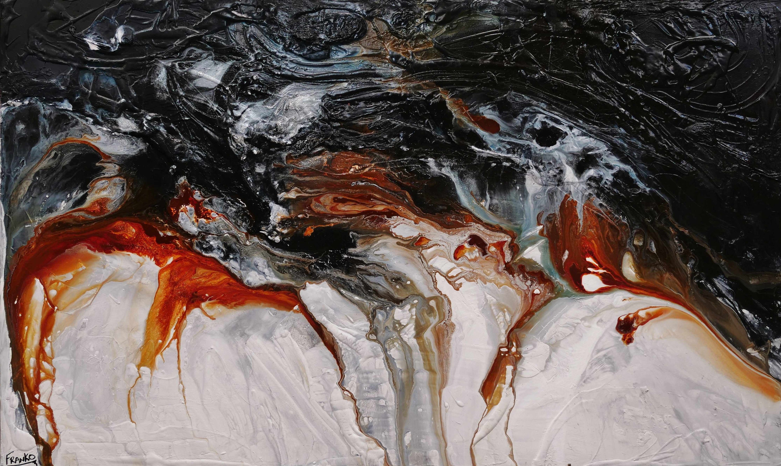 Oxide Coast 200cm x 120cm Black White Oxide Textured Abstract Painting (SOLD)-Abstract-[Franko ]-[Gallery]-[popular]-[Australia]-Franklin Art Studio