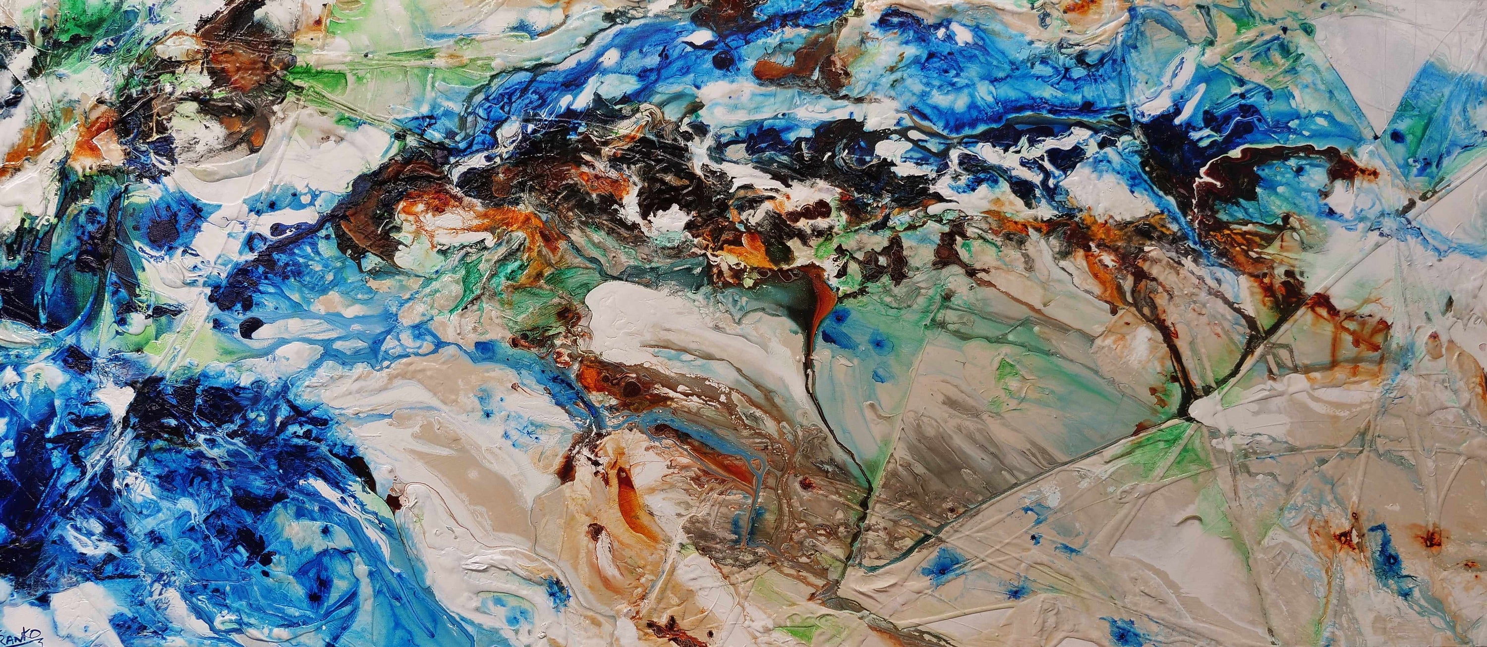 Oxide Nature 270cm x 120cm Blue Cream Oxide Textured Abstract Painting (SOLD)-Abstract-Franklin Art Studio-[Franko]-[Australia_Art]-[Art_Lovers_Australia]-Franklin Art Studio