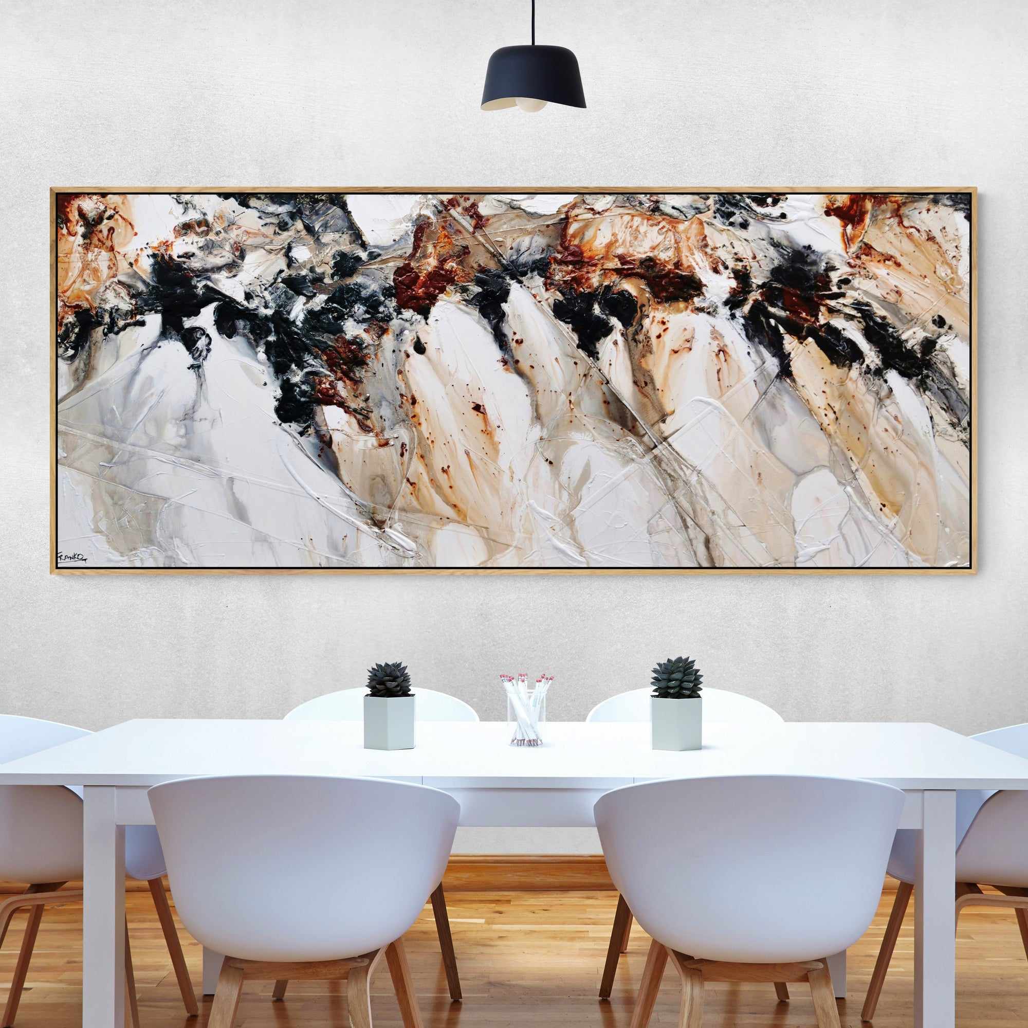 Oxide Noir 240cm x 100cm Oxide White Textured Abstract Painting (SOLD)-Abstract-[Franko Artist]-[Cheryl]-[Wendy]-[Gabriela]-Franklin Art Studio