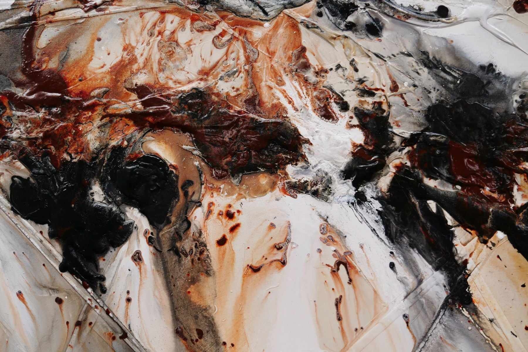 Oxide Noir 240cm x 100cm Oxide White Textured Abstract Painting (SOLD)