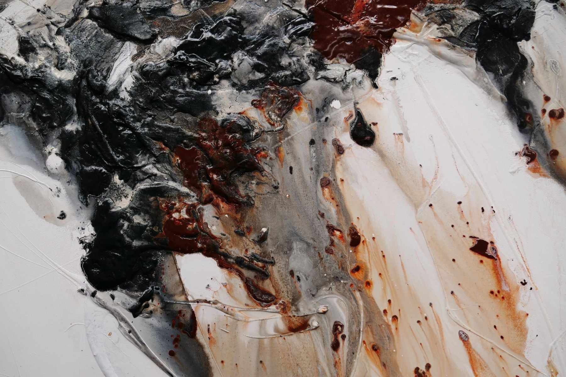 Oxide Noir 240cm x 100cm Oxide White Textured Abstract Painting (SOLD)