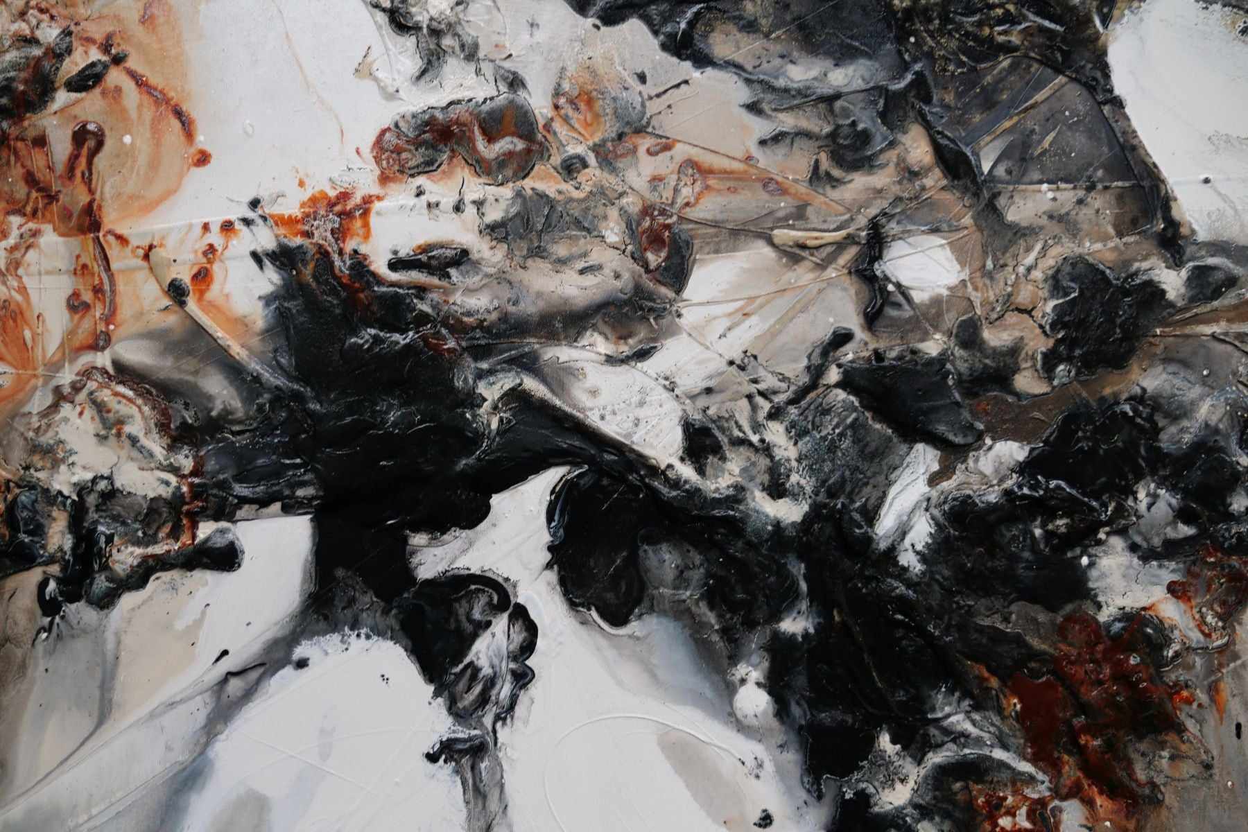 Oxide Noir 240cm x 100cm Oxide White Textured Abstract Painting (SOLD)