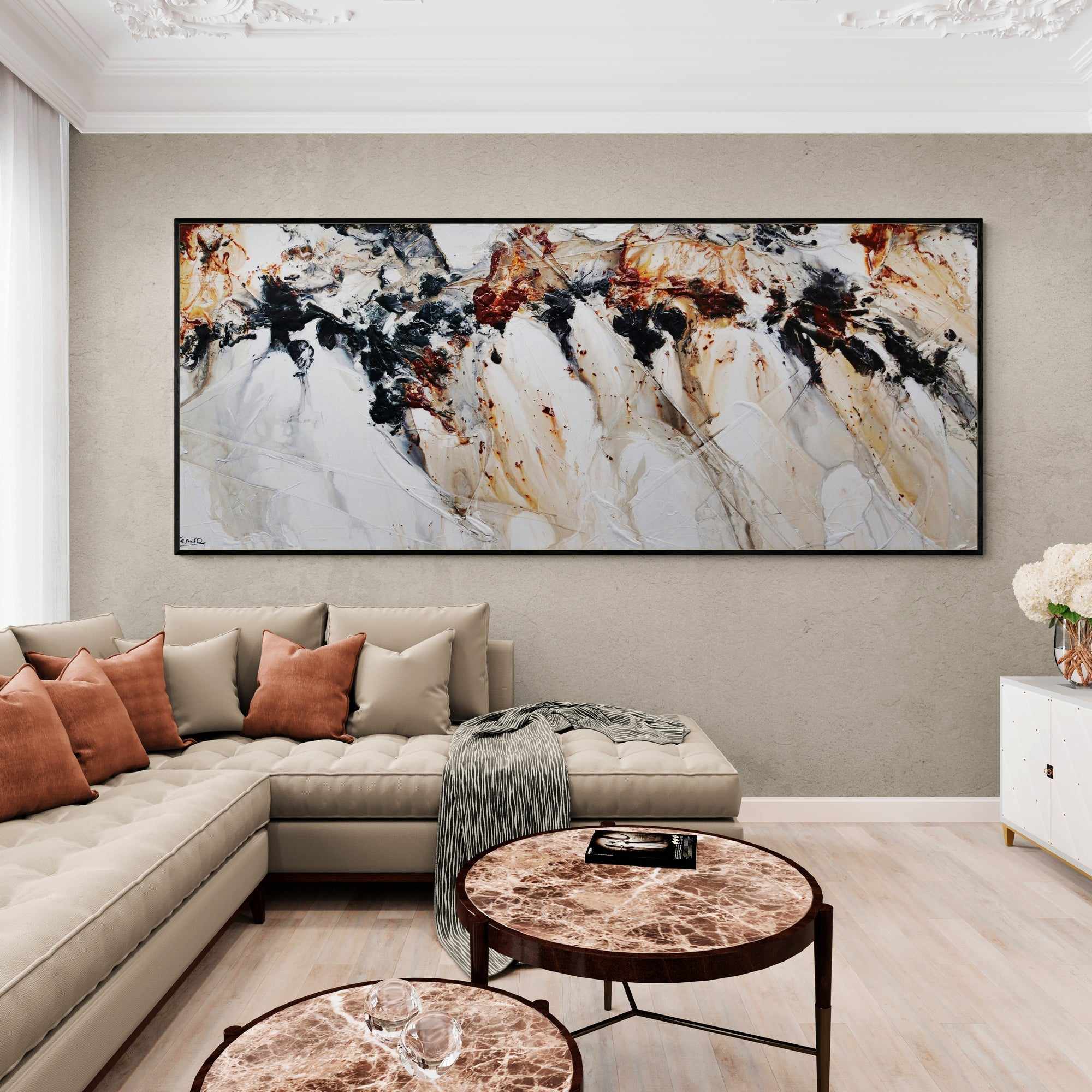 Oxide Noir 240cm x 100cm Oxide White Textured Abstract Painting (SOLD)-Abstract-Franko-[huge]-[Australian]-[best Selling]-Franklin Art Studio