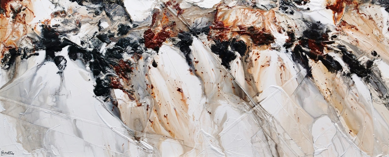 Oxide Noir 240cm x 100cm Oxide White Textured Abstract Painting (SOLD)-Abstract-[Franko ]-[Gallery]-[popular]-[Australia]-Franklin Art Studio