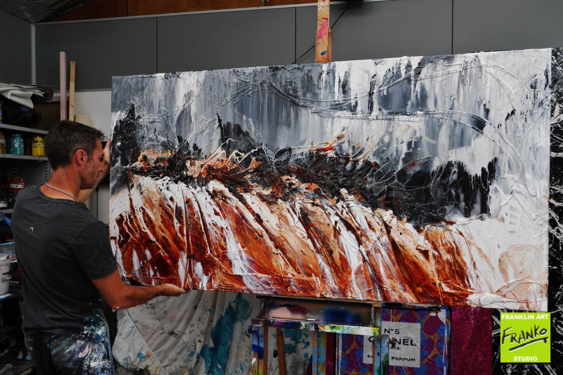 Oxide Rush 190cm x 100cm Grey Brown Textured Abstract Painting (SOLD)-Abstract-Franko-[franko_artist]-[Art]-[interior_design]-Franklin Art Studio
