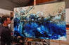 Oyster Cove 160cm x 100cm Blue Cream Textured Abstract Painting (SOLD)-Abstract-[Franko Artist]-[Gold Coast]-[Brisbane]-[Huge]-Franklin Art Studio