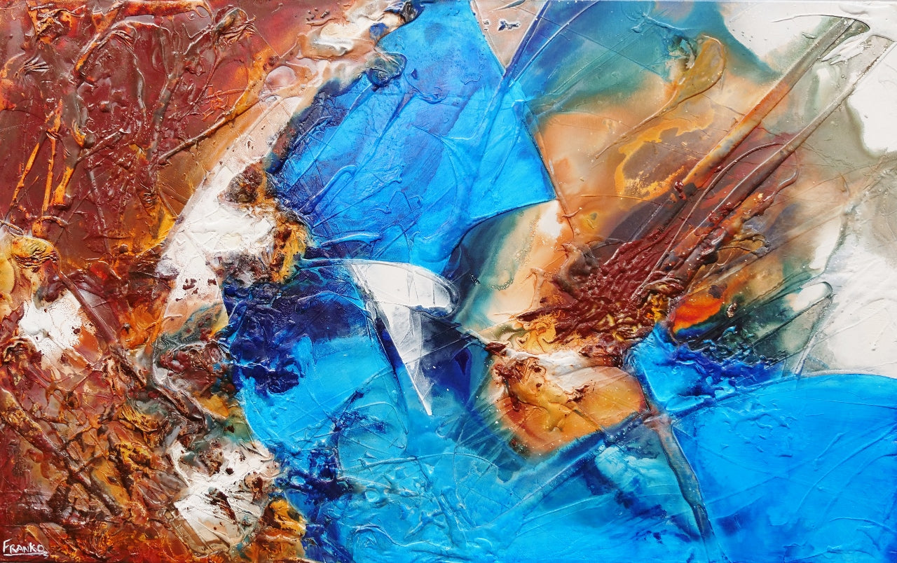 Ultra 160cm x 100cm Ultra Blue Rust Textured Abstract Painting (SOLD)