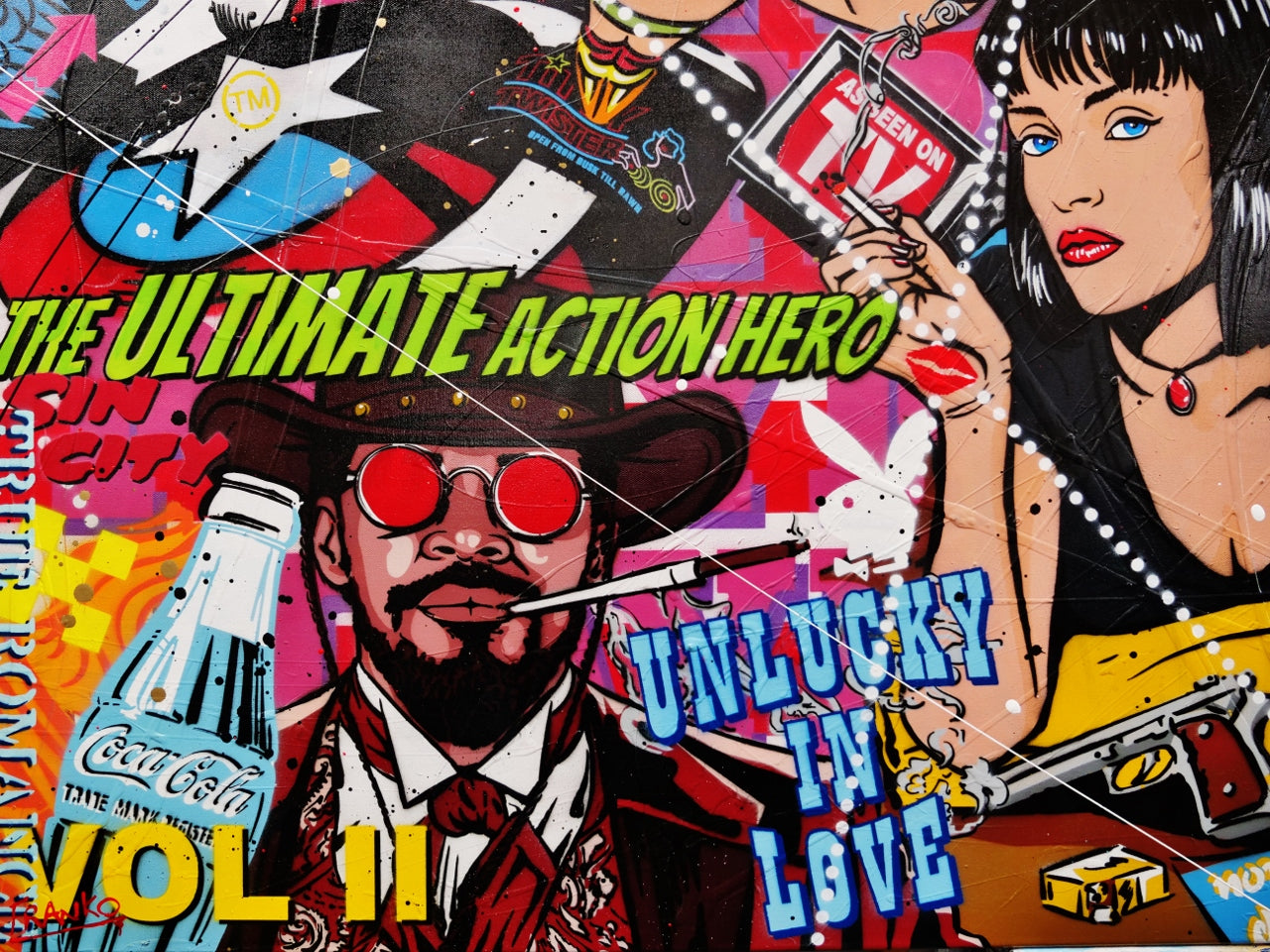 Tarantino Time 190cm x 100cm Django Pulp Fiction Textured Urban Pop Art Painting (SOLD)