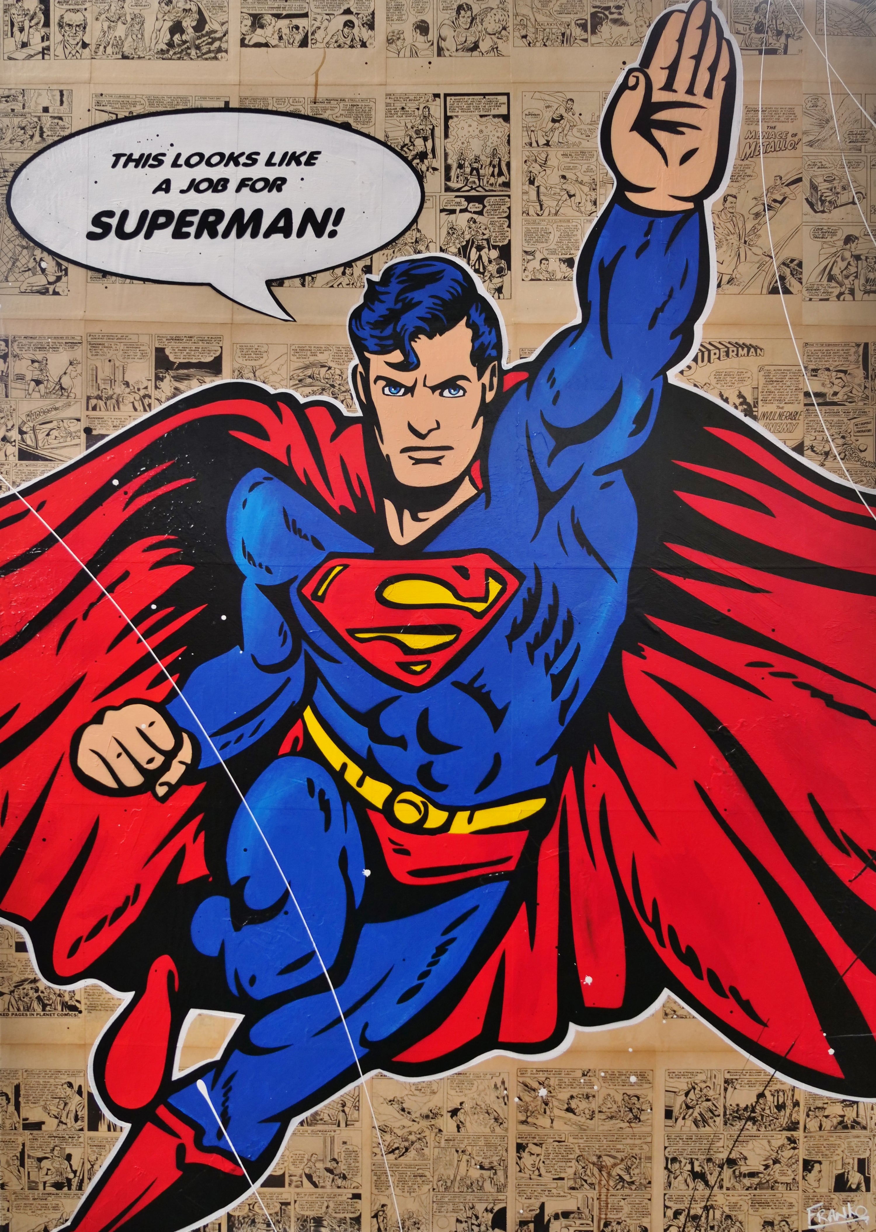 Super Job 140cm x 100cm Superman Urban Pop Art Book Club Painting (SOLD)-book club-[Franko ]-[Gallery]-[popular]-[Australia]-Franklin Art Studio