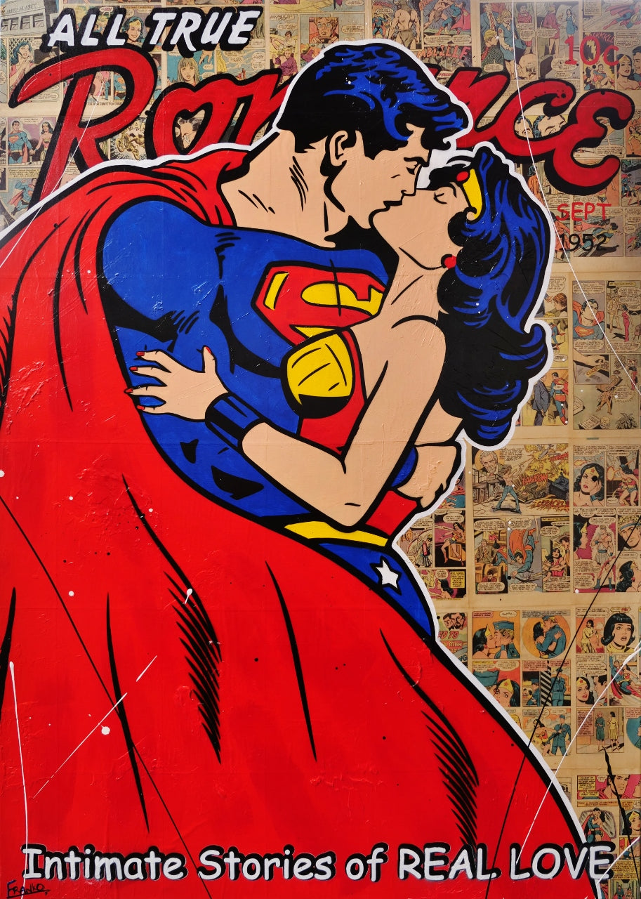 True Romancing 140cm x 100cm Superman Urban Pop Art Book Club Painting (SOLD)