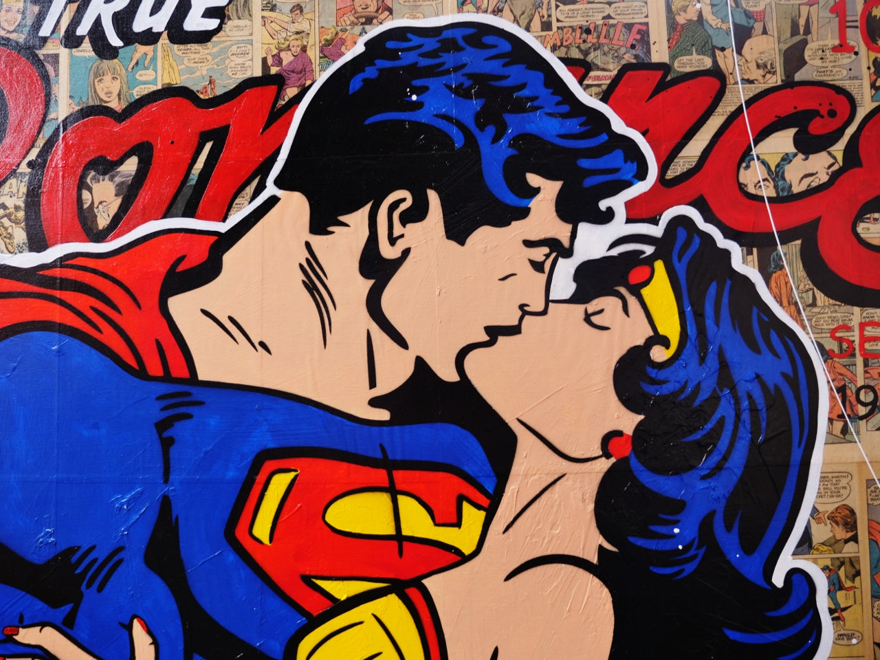 True Romancing 140cm x 100cm Superman Urban Pop Art Book Club Painting (SOLD)