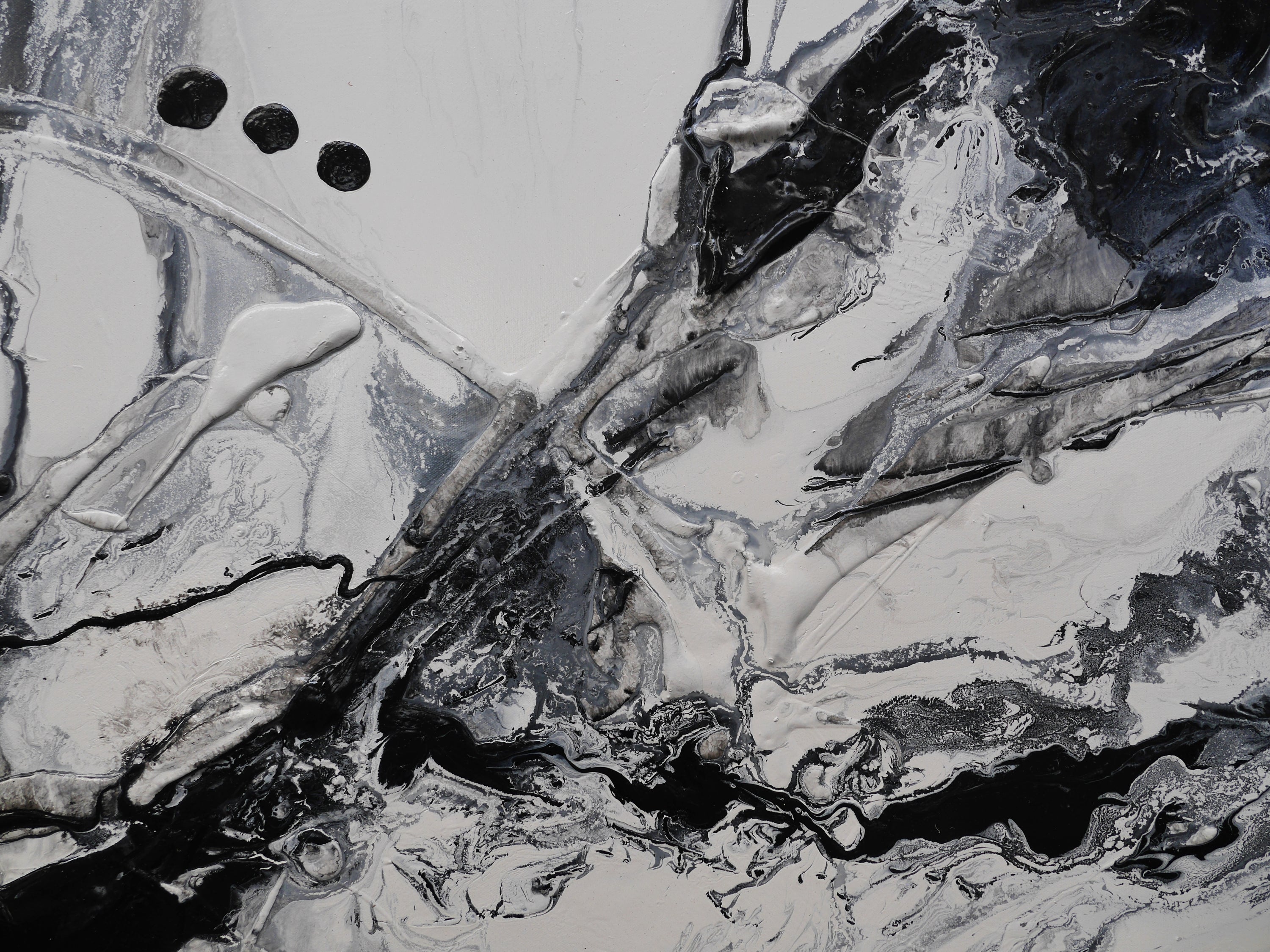 Black Haze 190cm x 100cm Black White Textured Abstract Painting (SOLD)