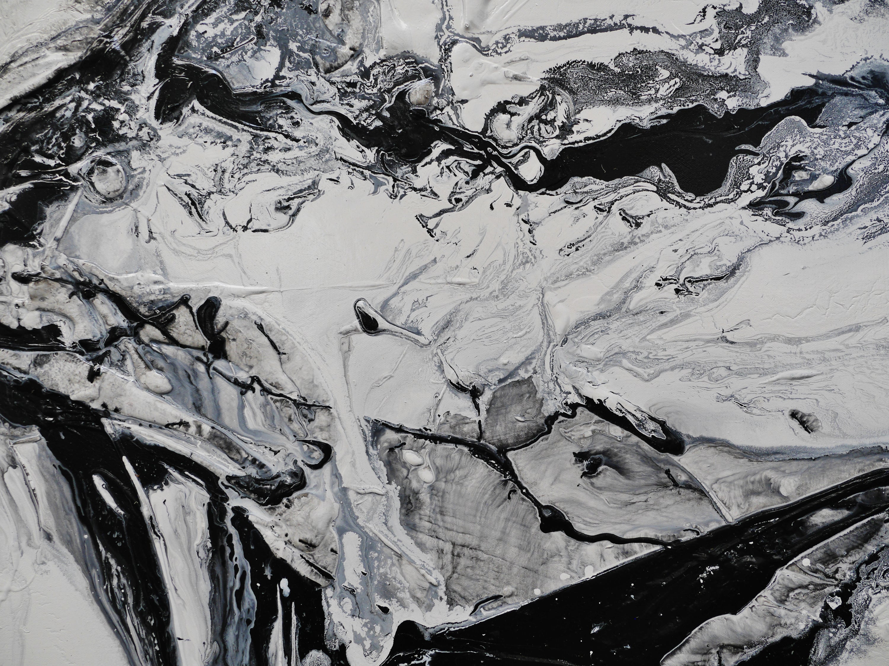 Black Haze 190cm x 100cm Black White Textured Abstract Painting