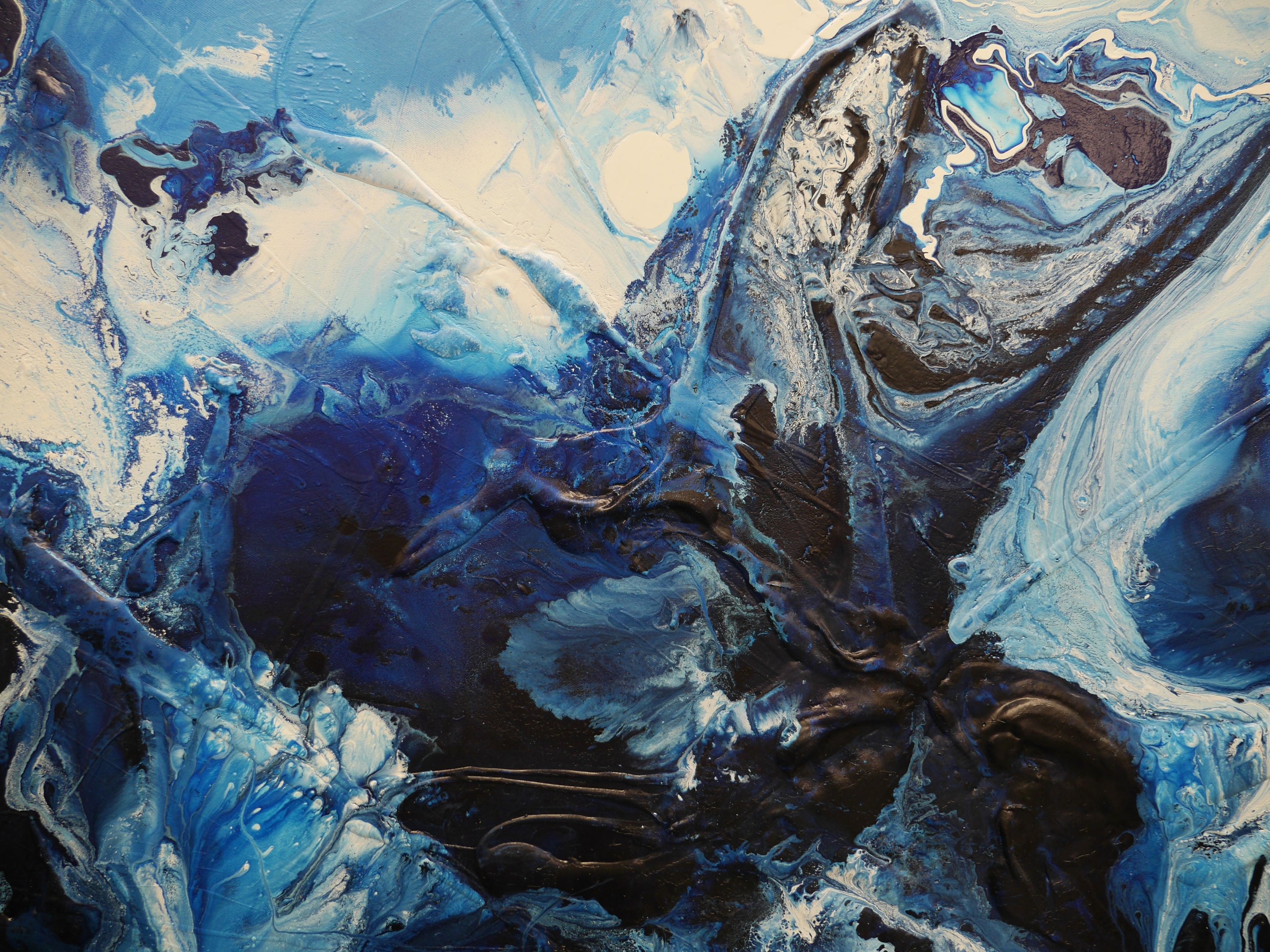 The Blue 270cm x 120cm Black Blue White Textured Abstract Painting (SOLD)