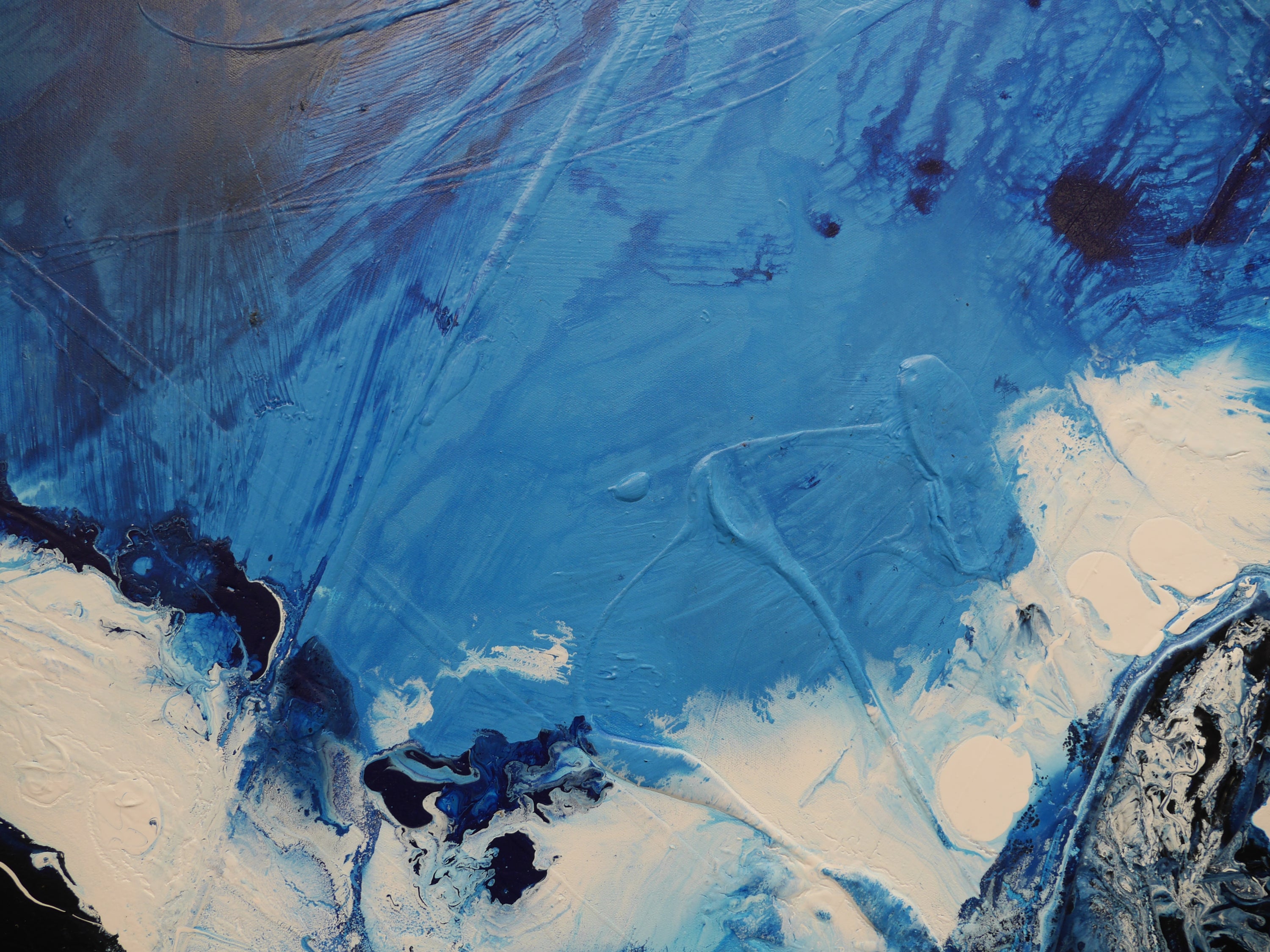 The Blue 270cm x 120cm Black Blue White Textured Abstract Painting (SOLD)