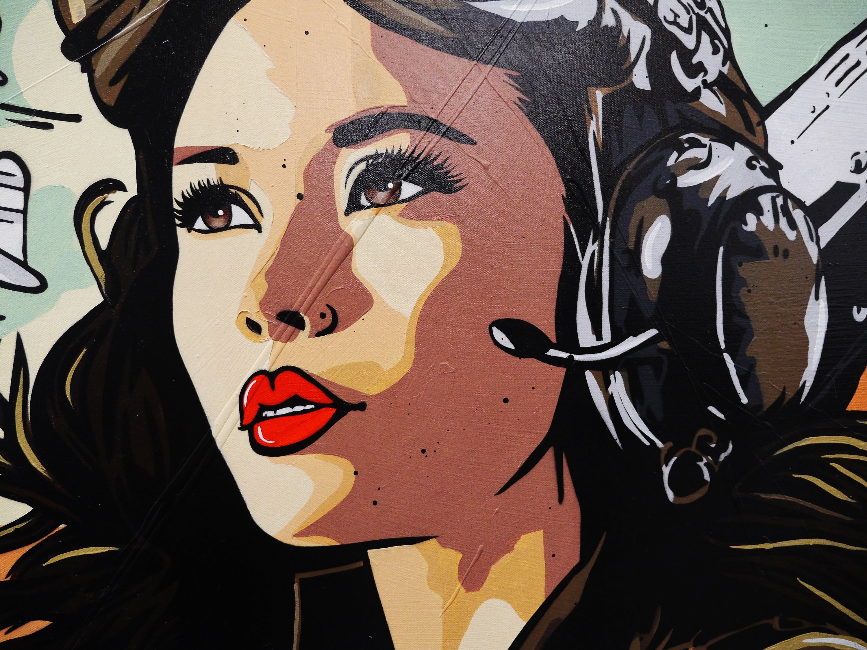 The Enemy Fleet ... 190cm x 100cm Woman War Textured Urban Pop Art Painting (SOLD)-Urban Pop Art-[Franko Artist]-[The Block]-[Dream Homes]-[ideas]-Franklin Art Studio