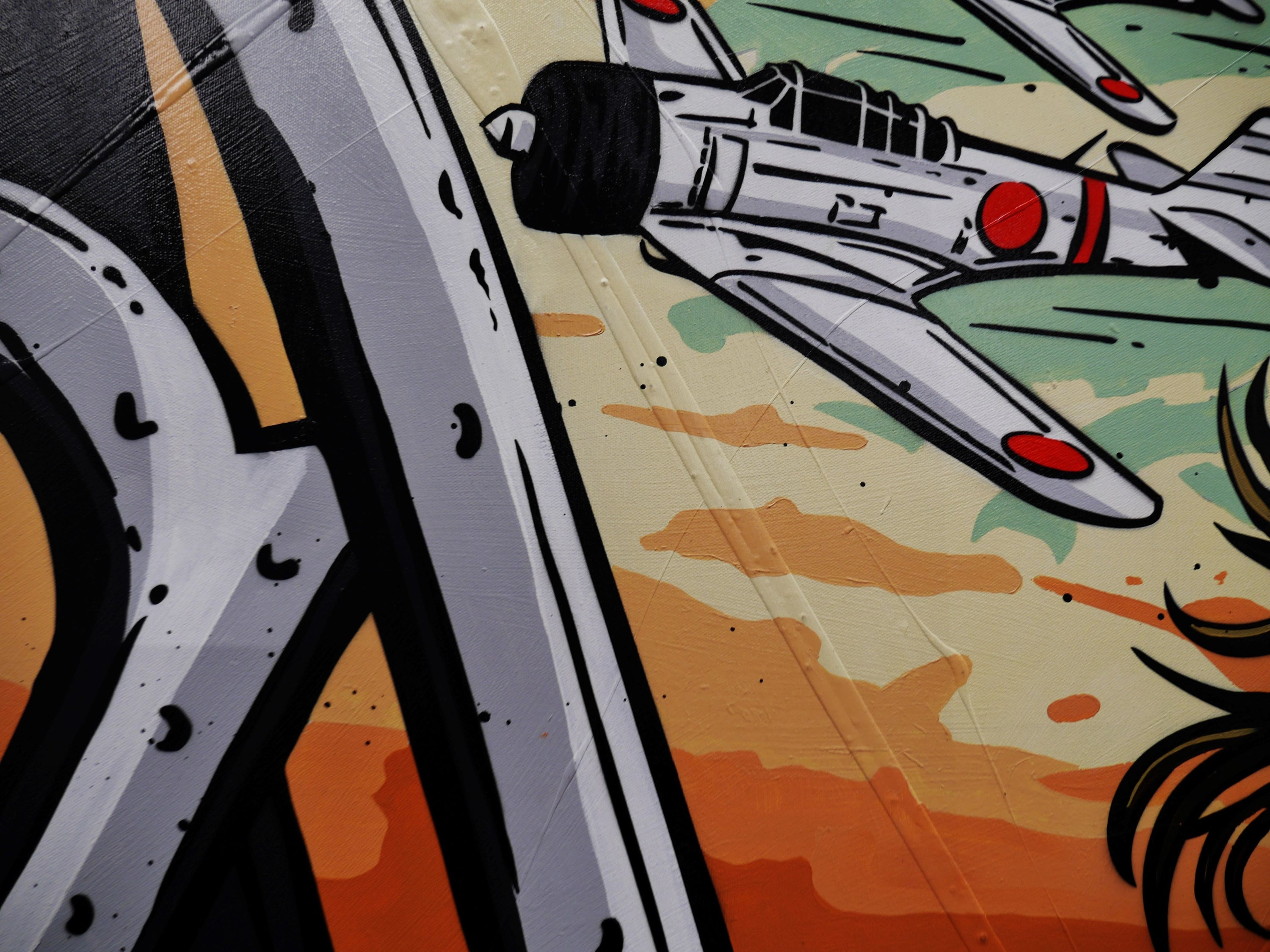 The Enemy Fleet ... 190cm x 100cm Woman War Textured Urban Pop Art Painting (SOLD)