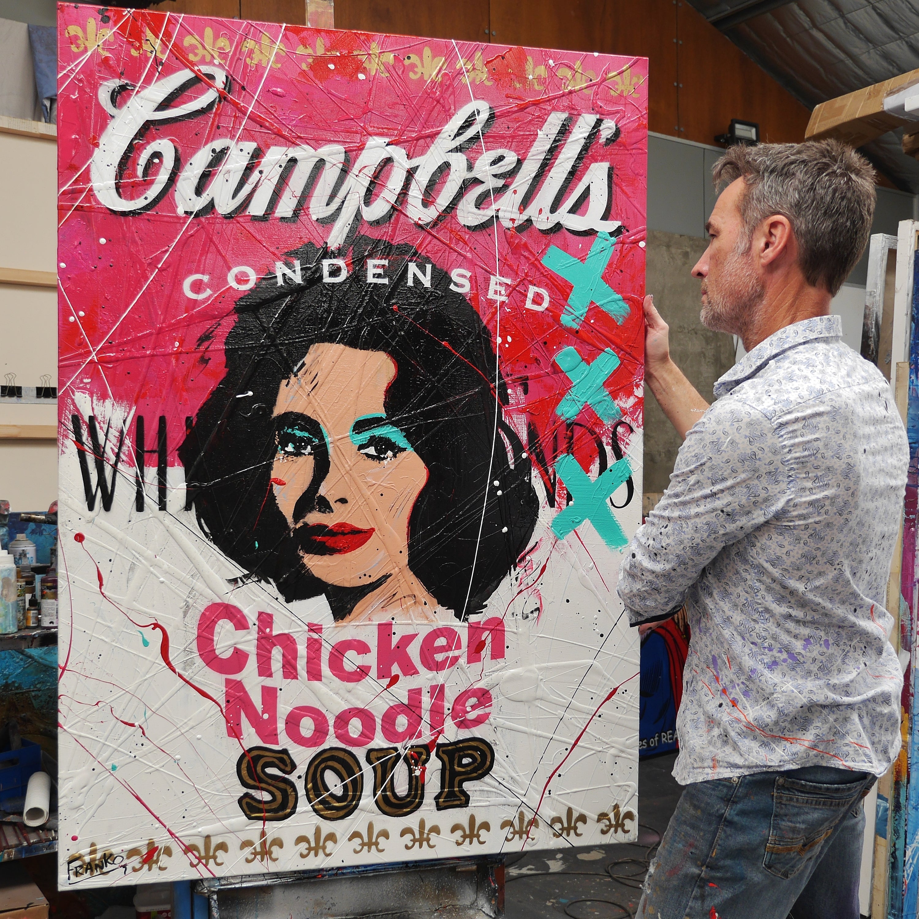 Noodle Liz 140cm x 100cm Campbell's Soup Textured Urban Pop Art Painting
