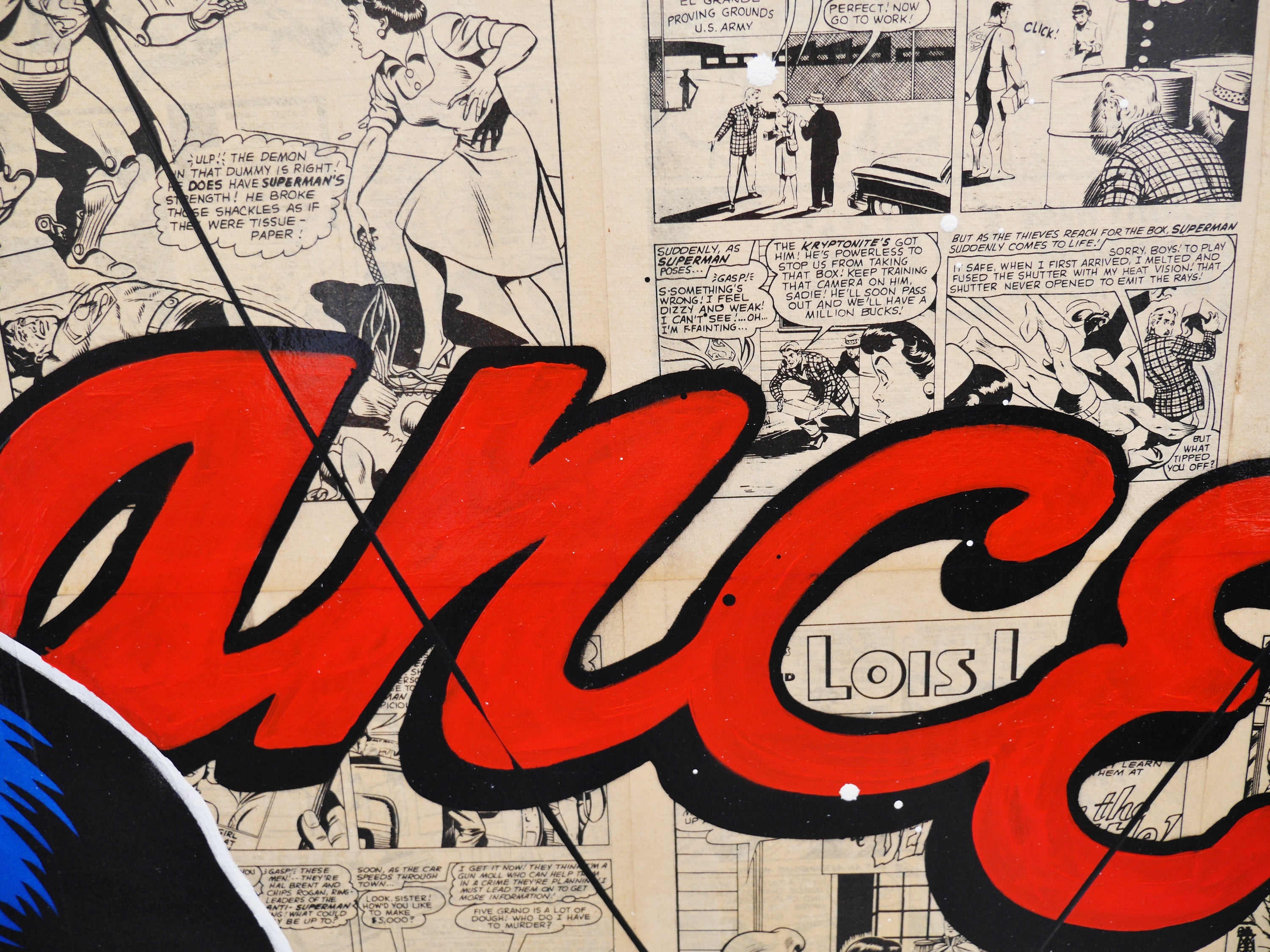 Super Kiss 120cm x 100cm Superman Urban Pop Art Book Club Painting (SOLD)