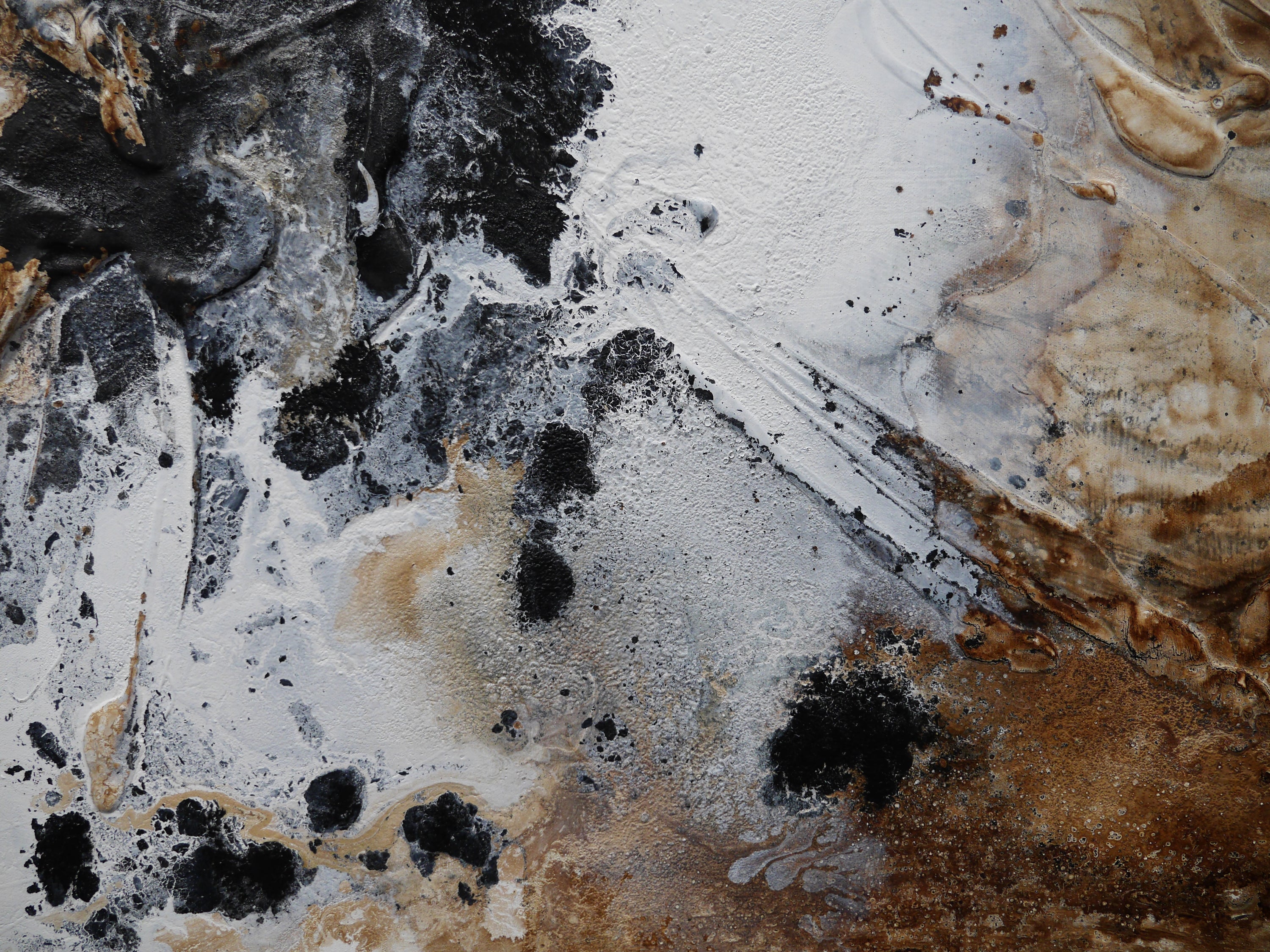 Lunar 190cm x 100cm Rusts Blacks Slates White Textured Abstract Painting (SOLD)