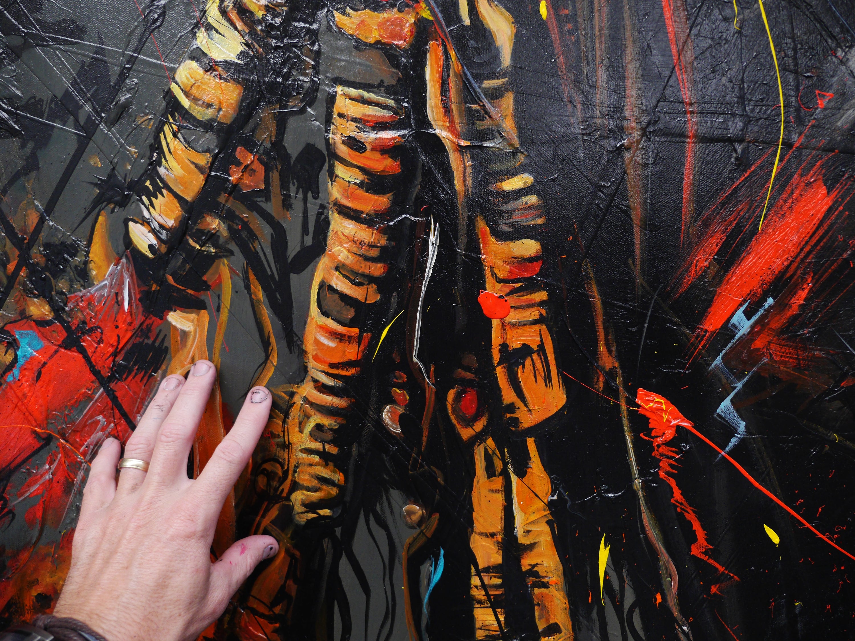 Warrioress 190cm x 100cm Brave and Beautiful Abstract Framed Textured Painting (SOLD)