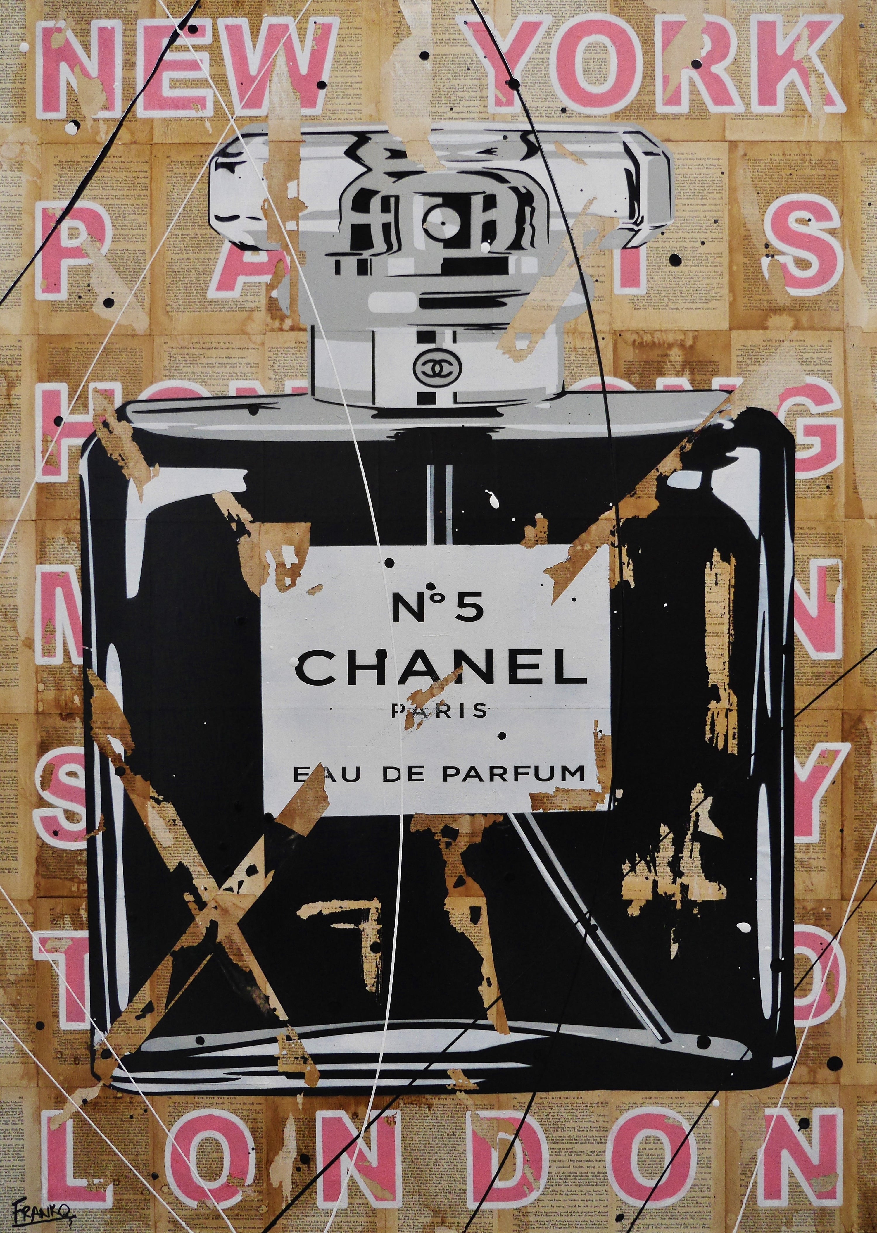 Ripped Fragrances 140cm x 100cm Chanel Perfume Bottle Urban Pop Book Club Painting (SOLD)