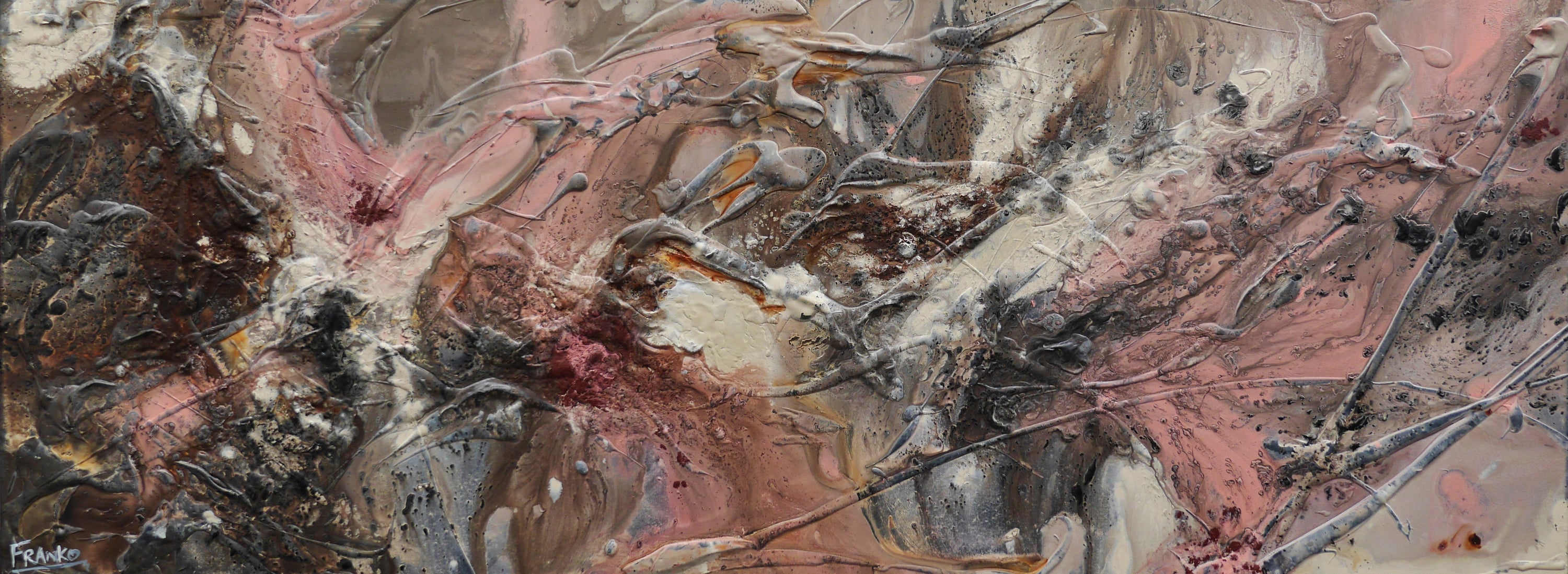Musk 160cm x 60cm Grey Musk Rusts Textured Abstract Painting (SOLD)