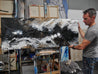 Distant Blaq 160cm x 60cm Black Rust Textured Abstract Painting (SOLD)-Abstract-[Franko Artist]-[Gold Coast]-[Brisbane]-[Huge]-Franklin Art Studio