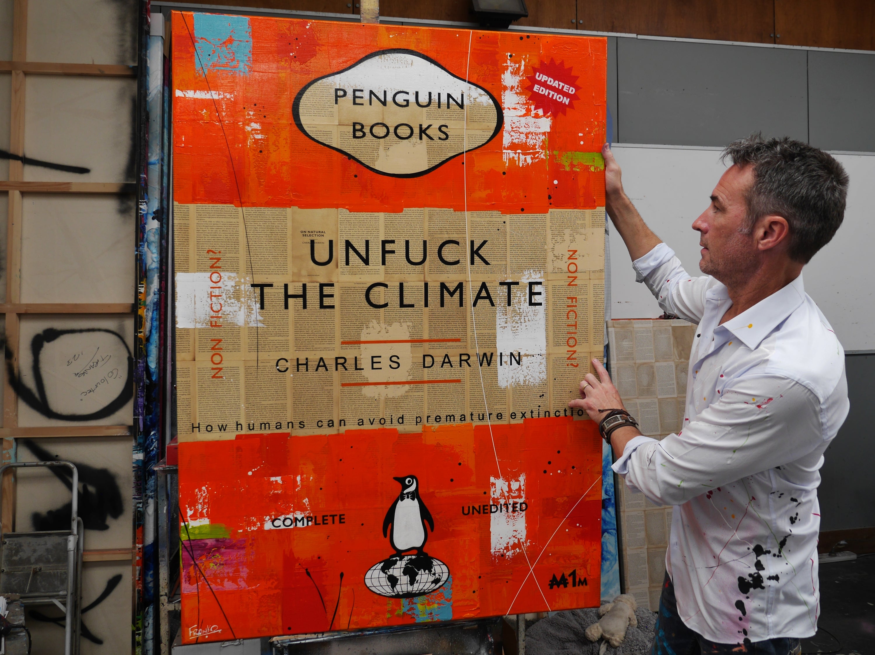 The Changing Climate 140cm x 100cm Urban Pop Book Club Painting (SOLD)-book club-[Franko Artist]-[Gold Coast]-[Brisbane]-[Huge]-Franklin Art Studio