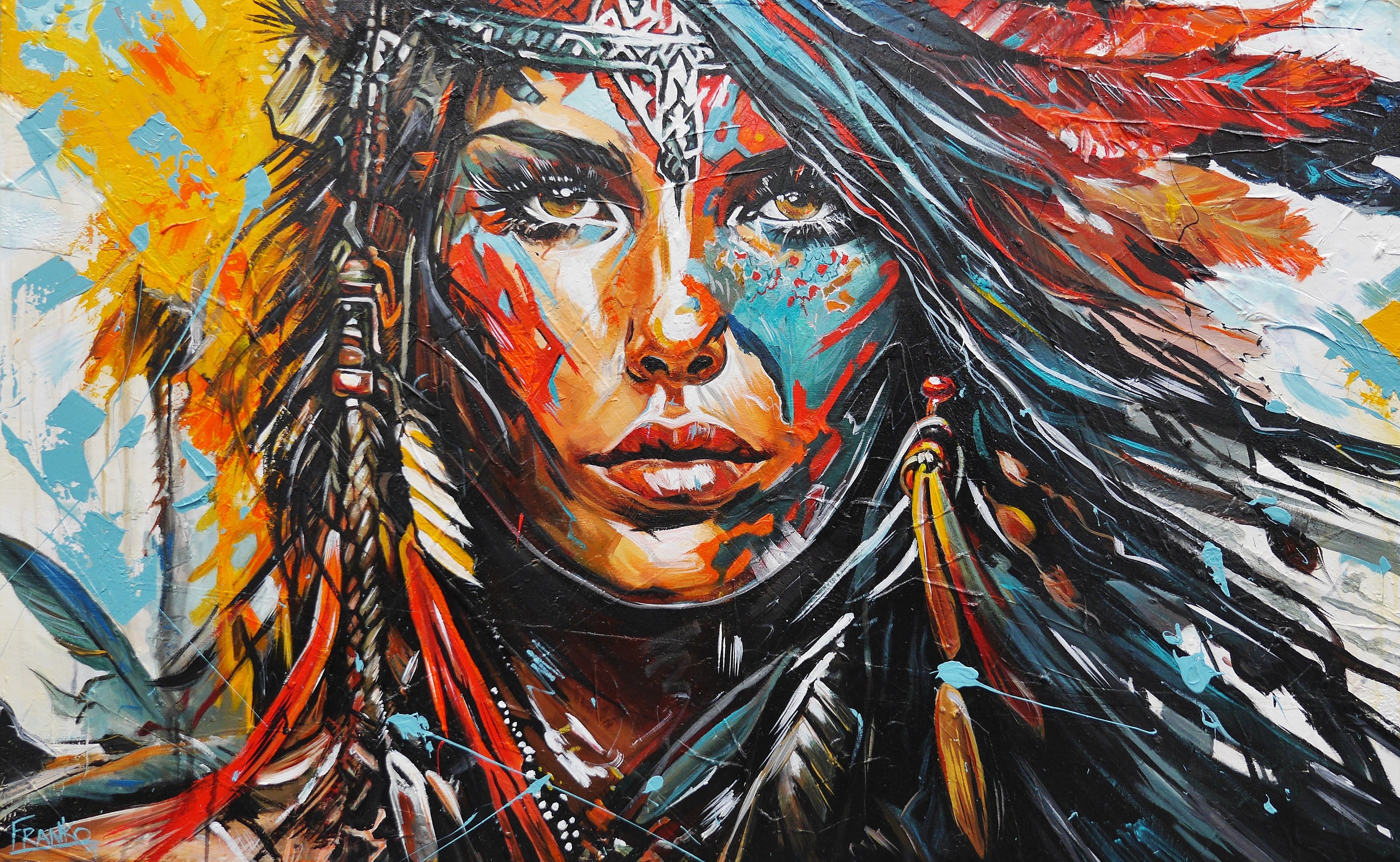 Warrior Princess 160cm x 100cm Framed Indian Abstract Realism Textured Painting (SOLD)