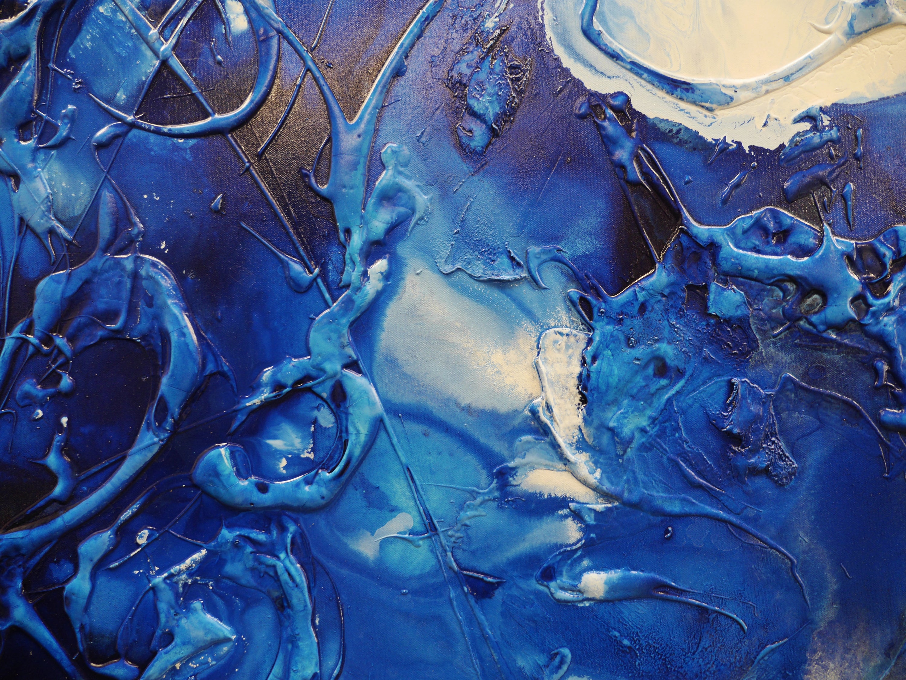 Aquatica 160cm x 100cm Blue White Textured Abstract Painting