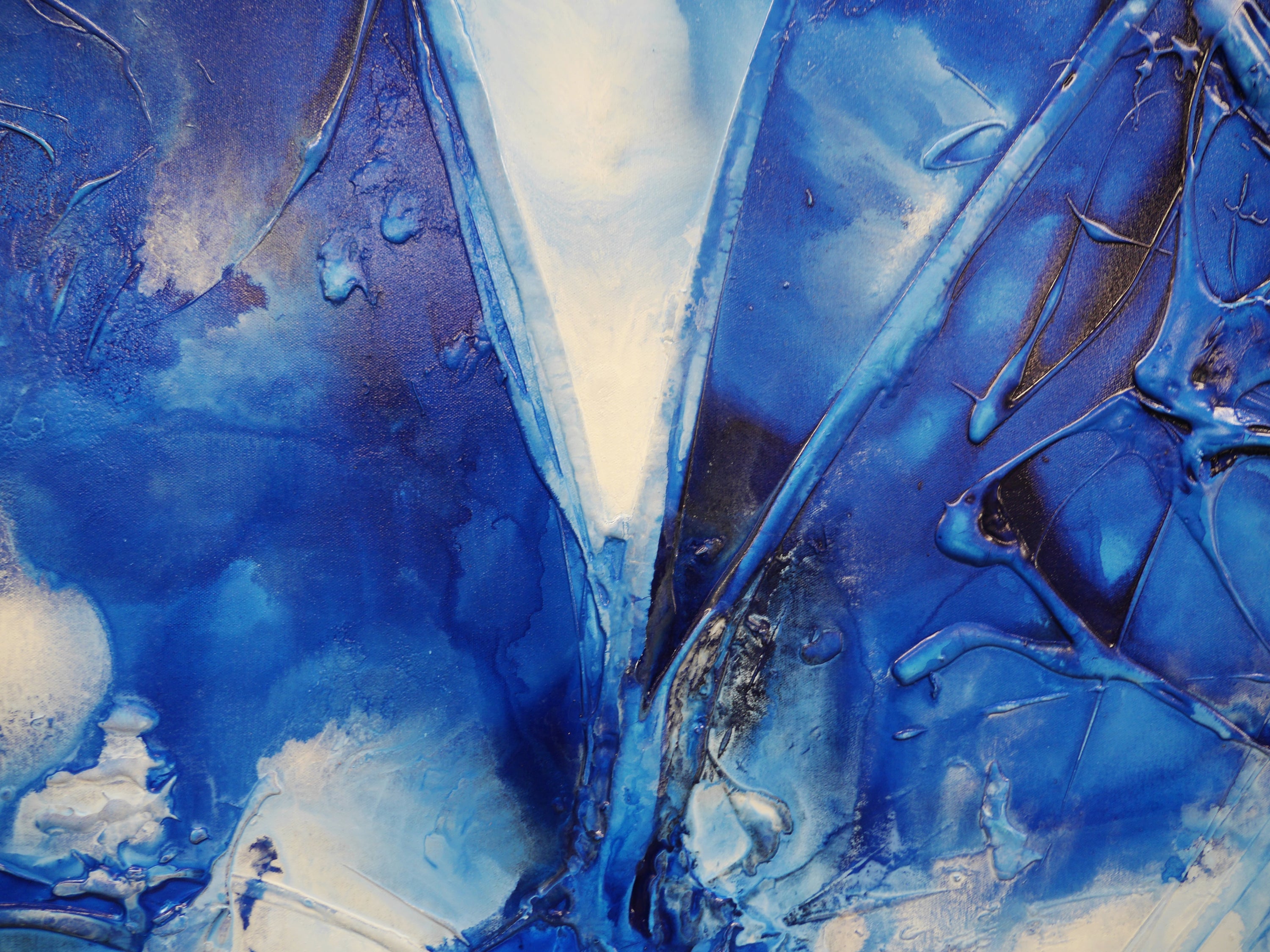 Aquatica 160cm x 100cm Blue White Textured Abstract Painting