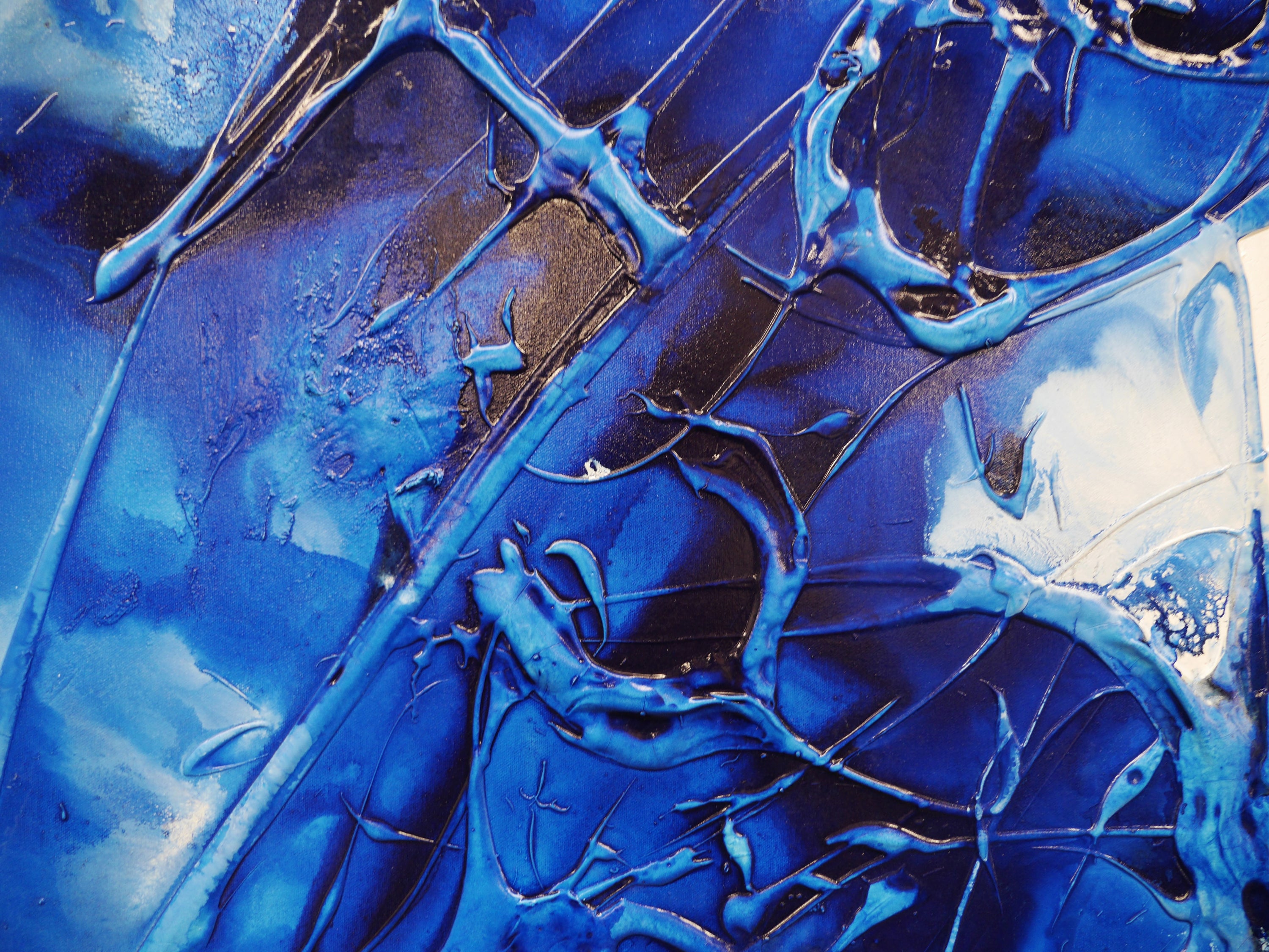 Aquatica 160cm x 100cm Blue White Textured Abstract Painting