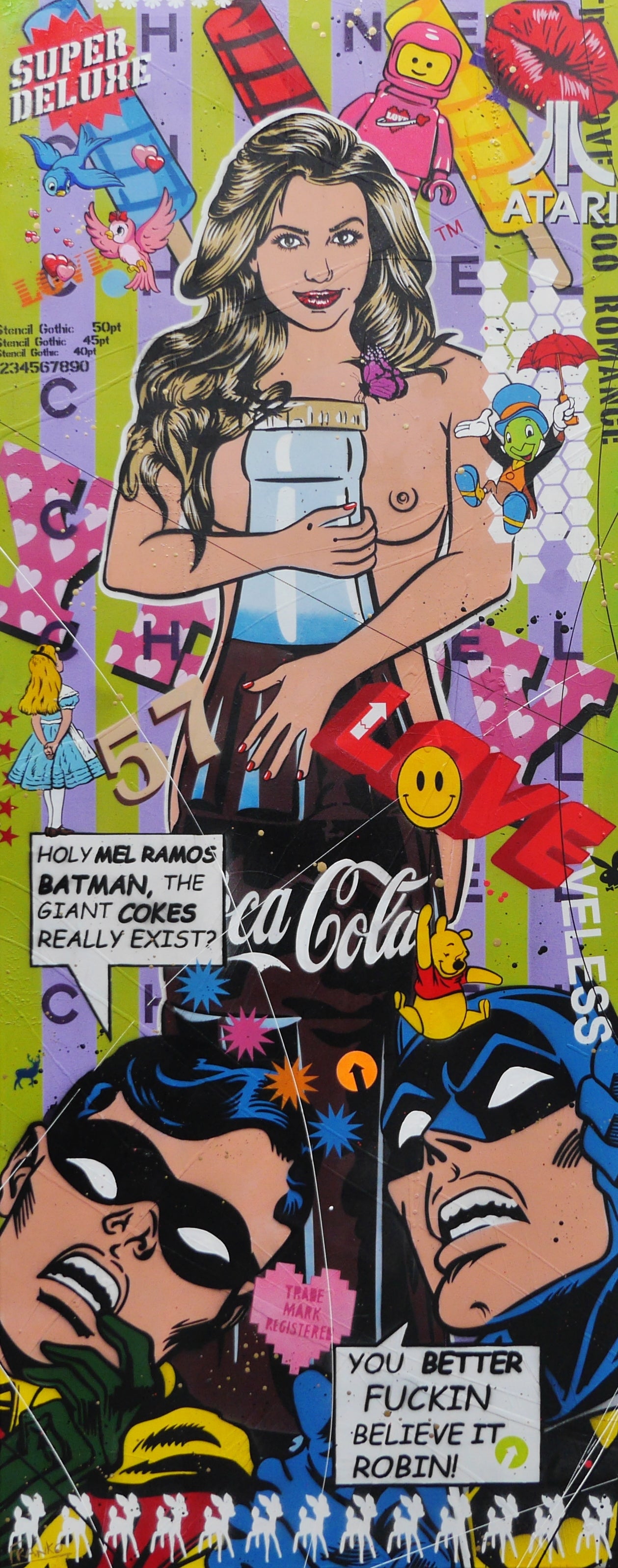 Believe it! 200cm x 80cm Nude Coke Bottle Textured Urban Pop Art Painting (SOLD)