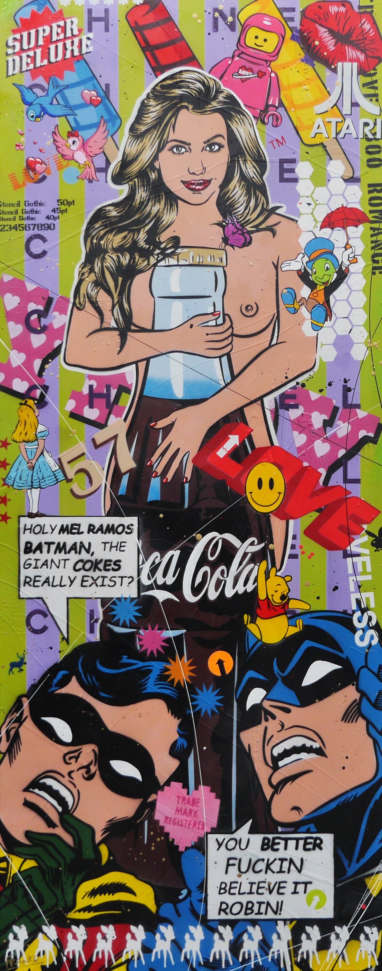 Believe it! 200cm x 80cm Nude Coke Bottle Textured Urban Pop Art Painting (SOLD)-Urban Pop Art-[Franko]-[Australian Artist]-[Large]-[Popular]-Franklin Art Studio
