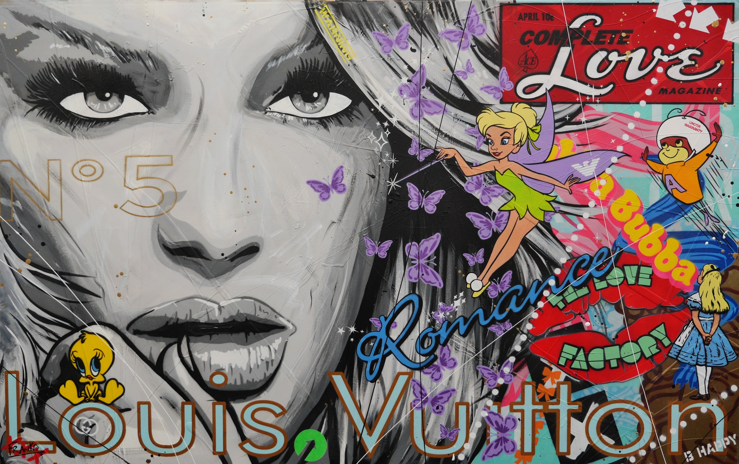 Tinker Romance 160cm x 100cm Sexy Woman Textured Urban Pop Art Painting (SOLD)-Urban Pop Art-[Franko ]-[Gallery]-[popular]-[Australia]-Franklin Art Studio