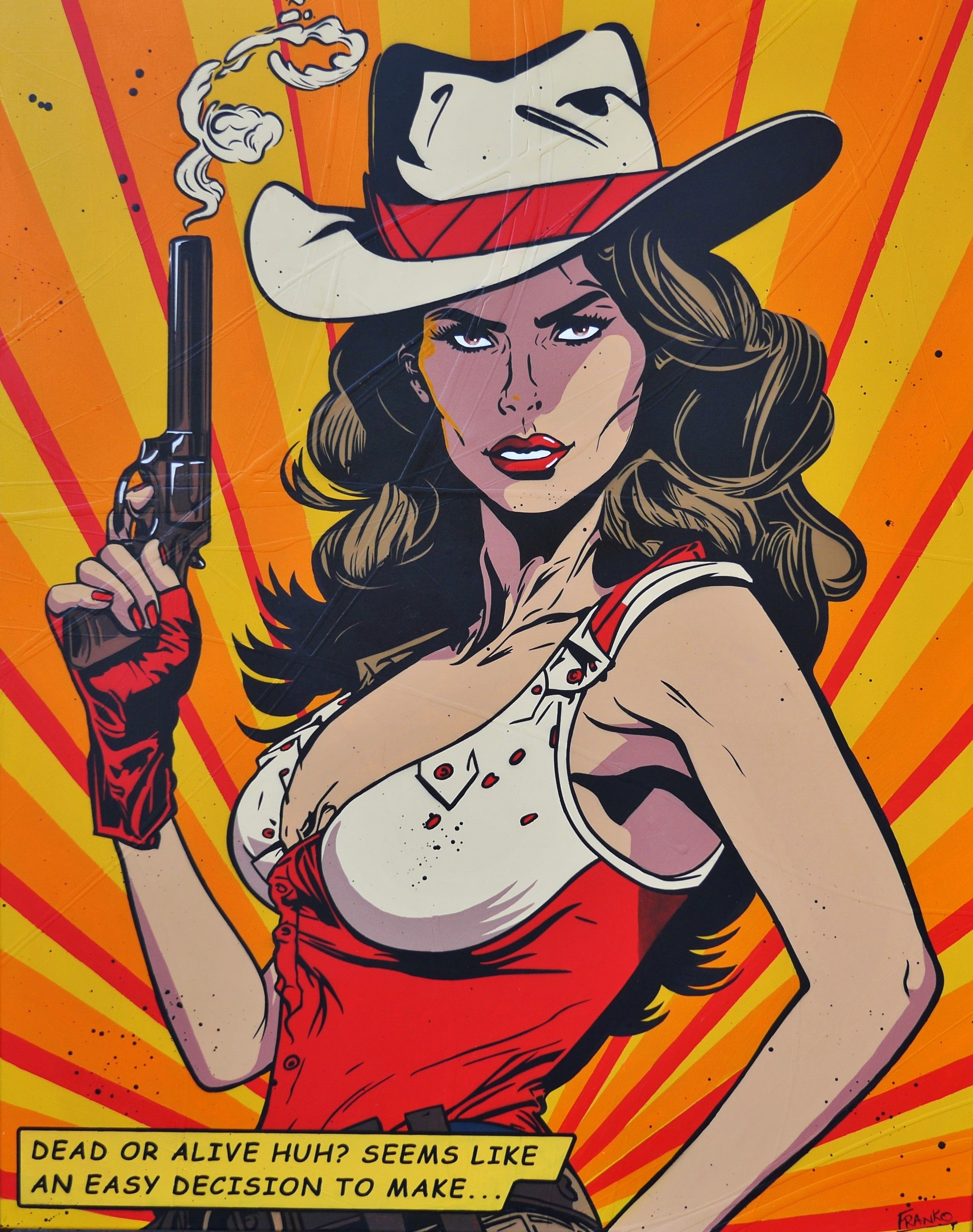 Choices 120cm x 150cm Cowgirl Textured Urban Pop Art Painting (SOLD)