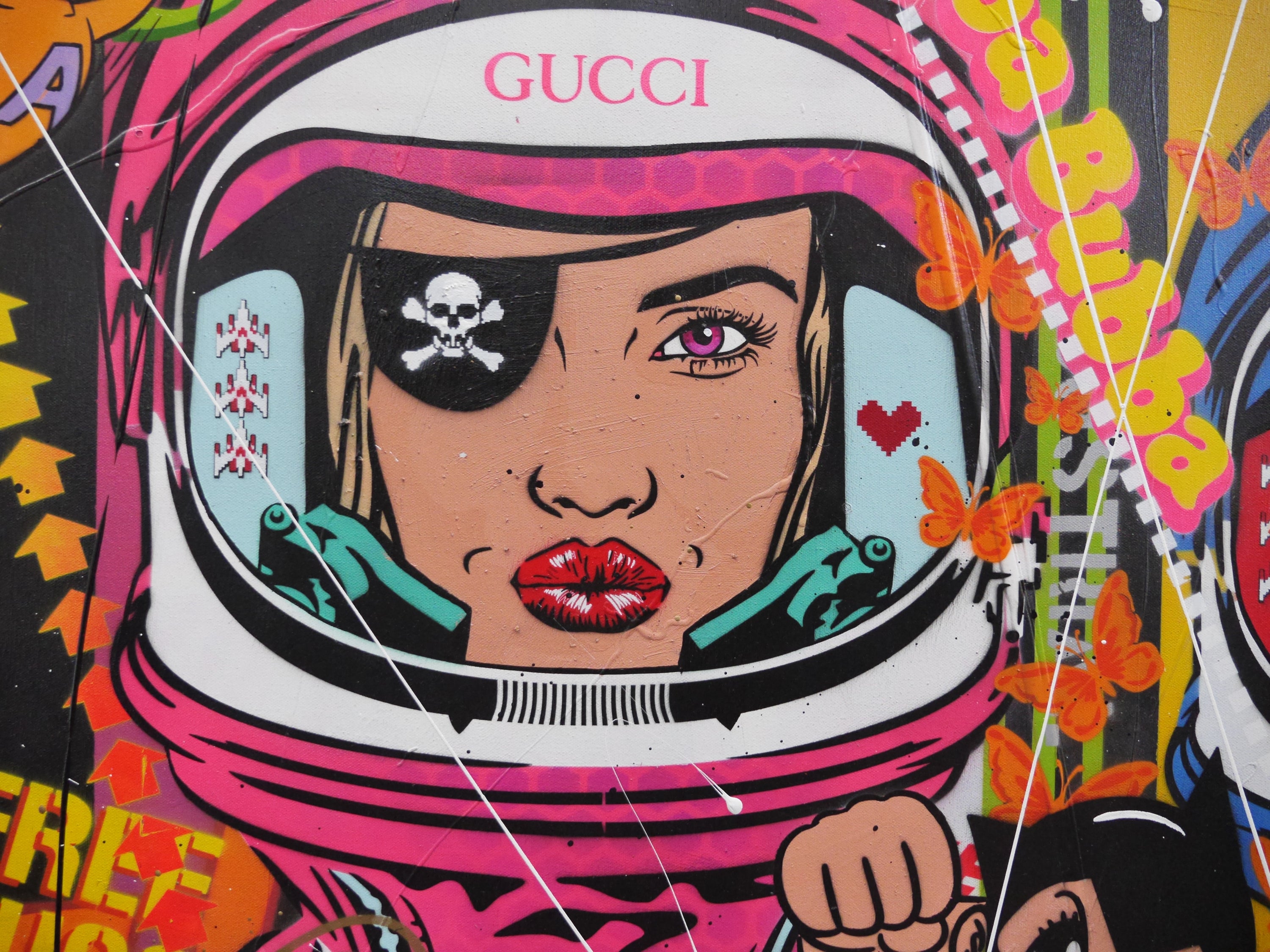 The Mission 240cm x 100cm Space Cadets Textured Urban Pop Art Painting (SOLD)