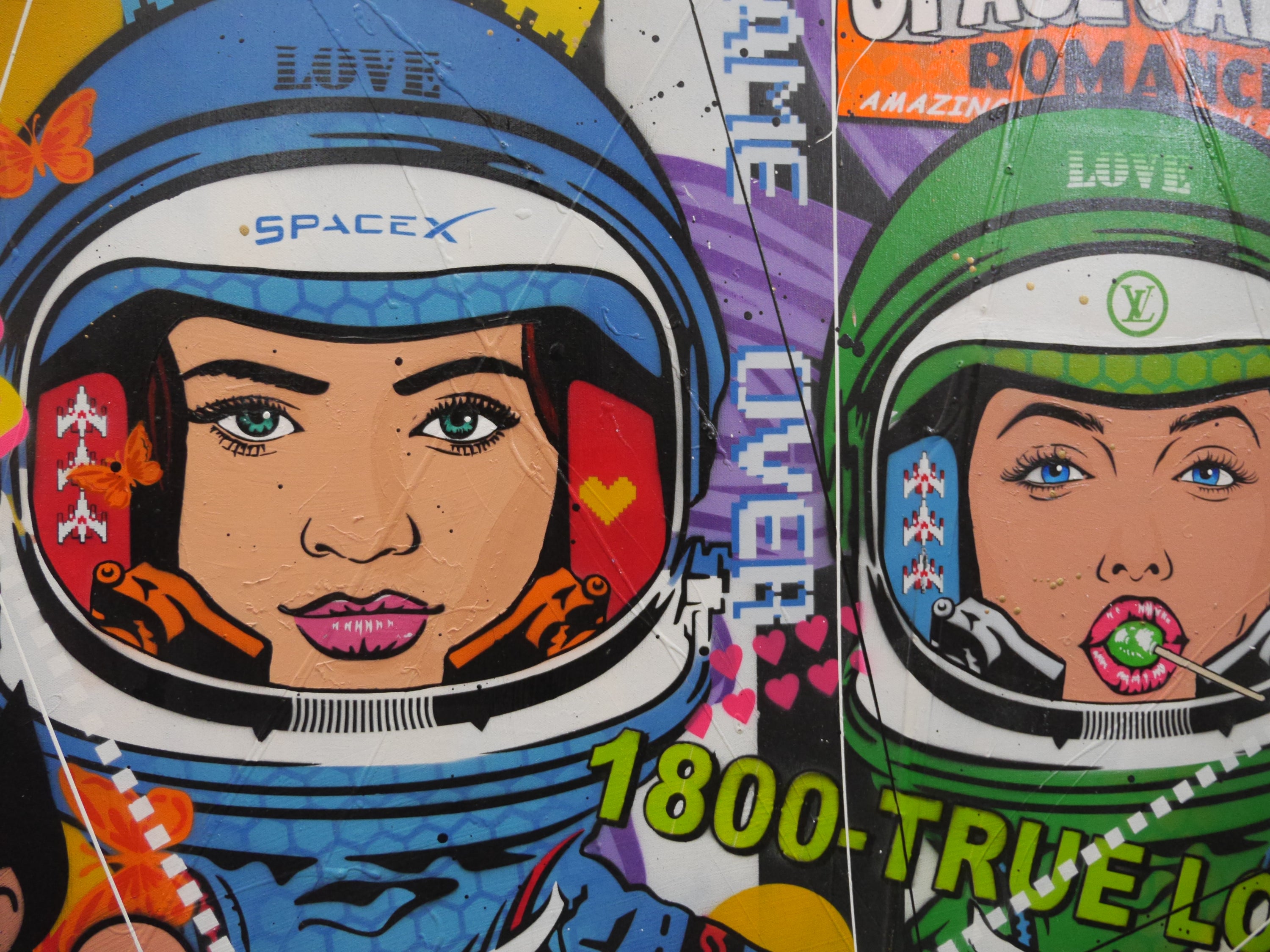 The Mission 240cm x 100cm Space Cadets Textured Urban Pop Art Painting (SOLD)