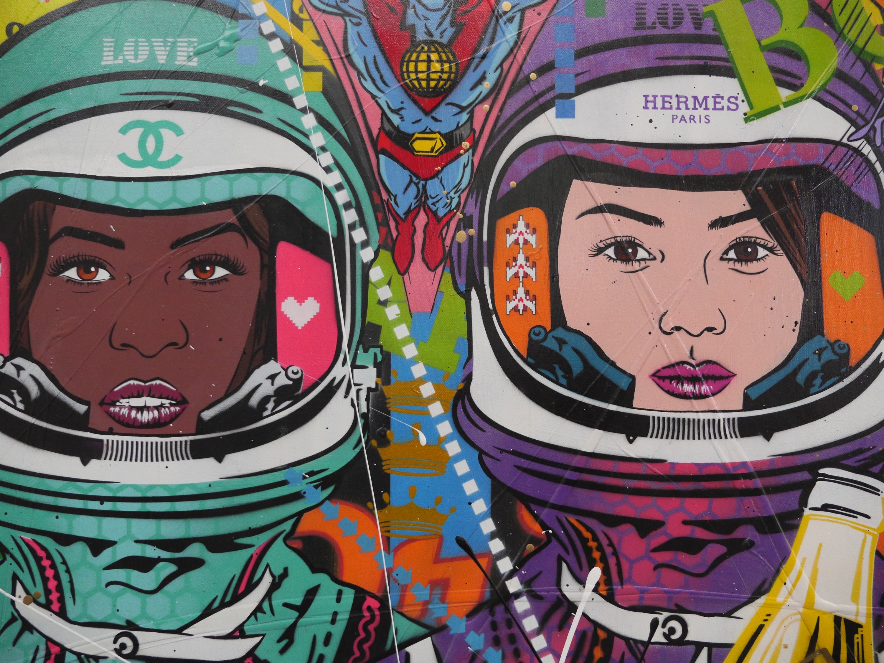 The Mission 240cm x 100cm Space Cadets Textured Urban Pop Art Painting (SOLD)